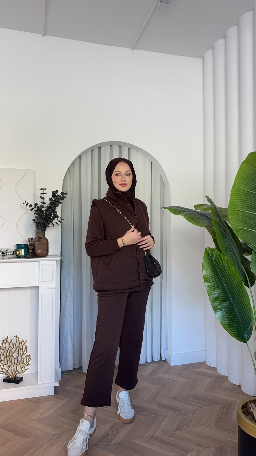 MEYSADESIGN PANTOLON TAKIM Şişme Yelekli Üçlü Takım Acı Kahve
