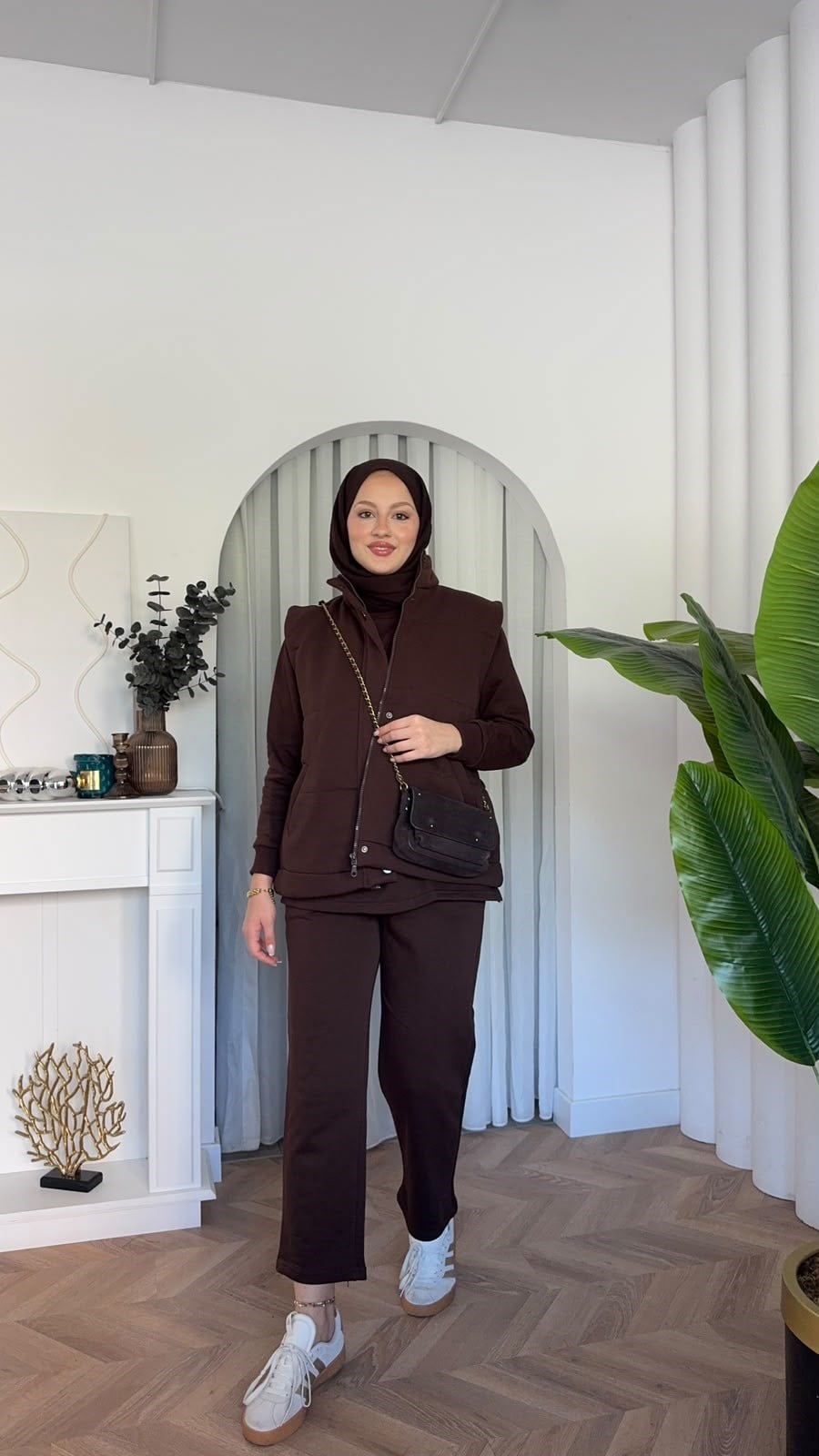 MEYSADESIGN PANTOLON TAKIM Şişme Yelekli Üçlü Takım Acı Kahve
