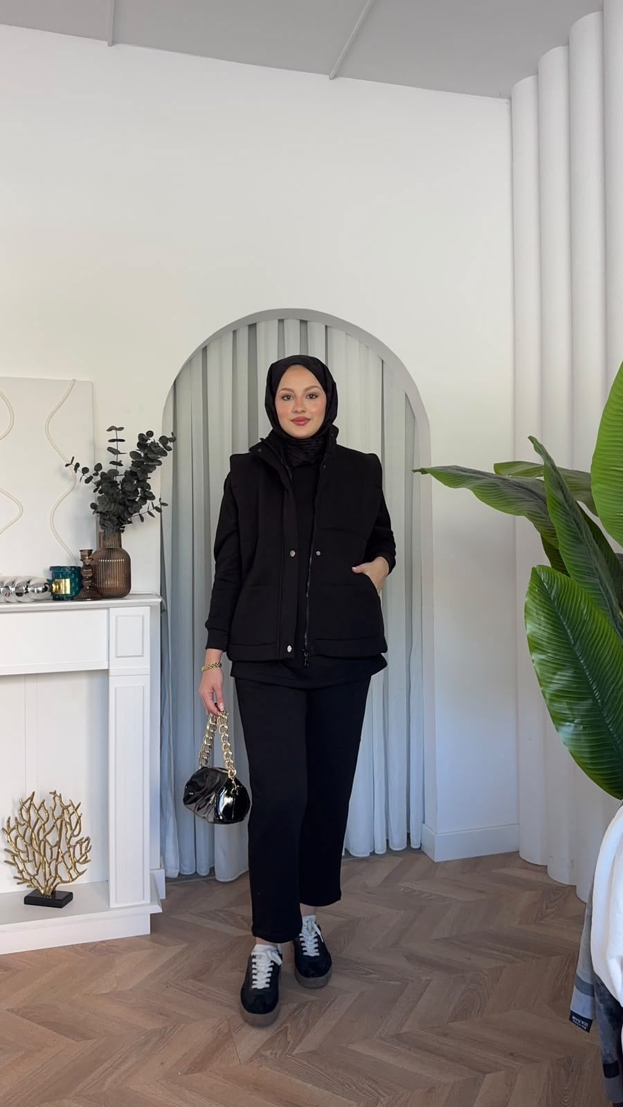 MEYSADESIGN PANTOLON TAKIM Şişme Yelekli Üçlü Takım Siyah