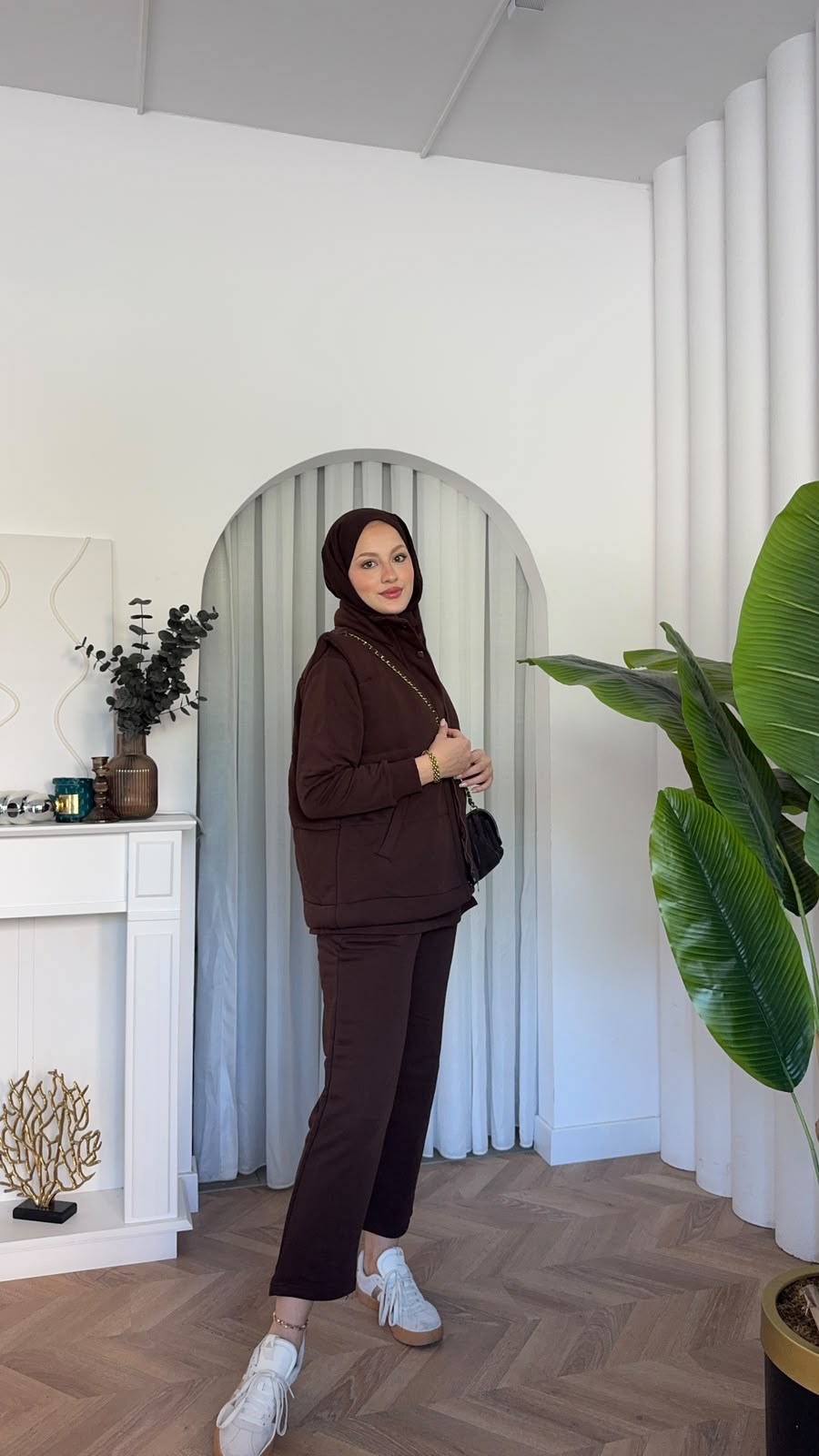 MEYSADESIGN PANTOLON TAKIM Şişme Yelekli Üçlü Takım Acı Kahve