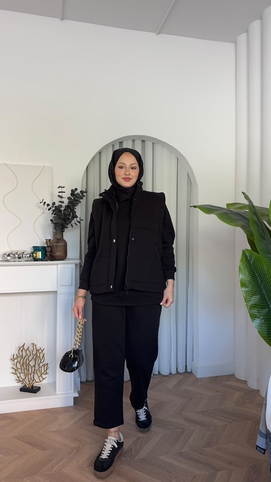 MEYSADESIGN PANTOLON TAKIM Şişme Yelekli Üçlü Takım Siyah