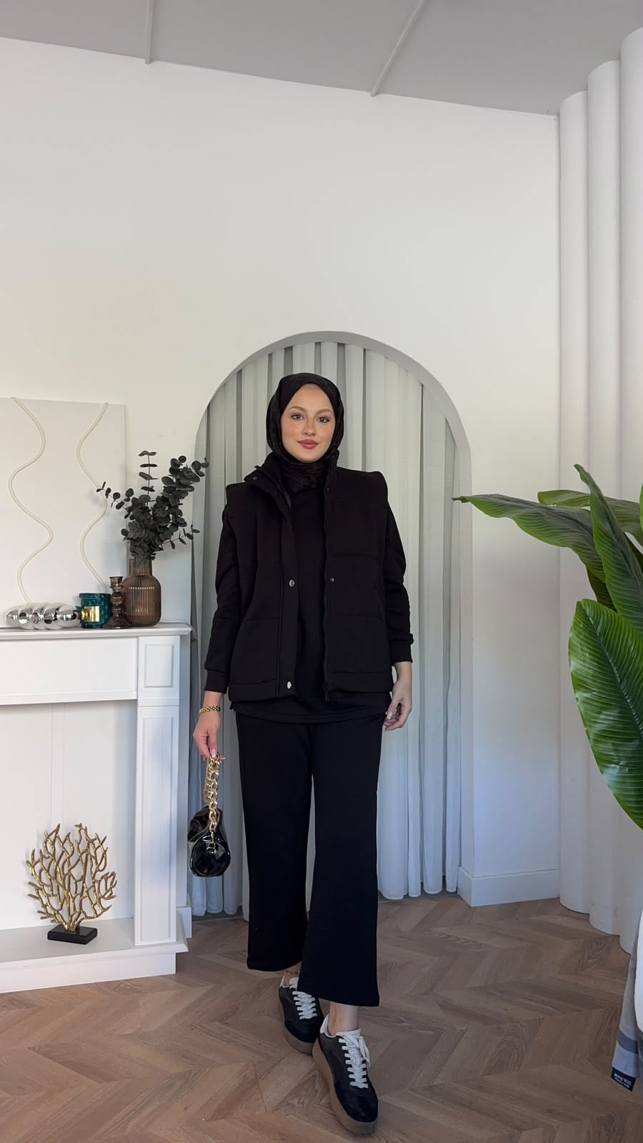 MEYSADESIGN PANTOLON TAKIM Şişme Yelekli Üçlü Takım Siyah