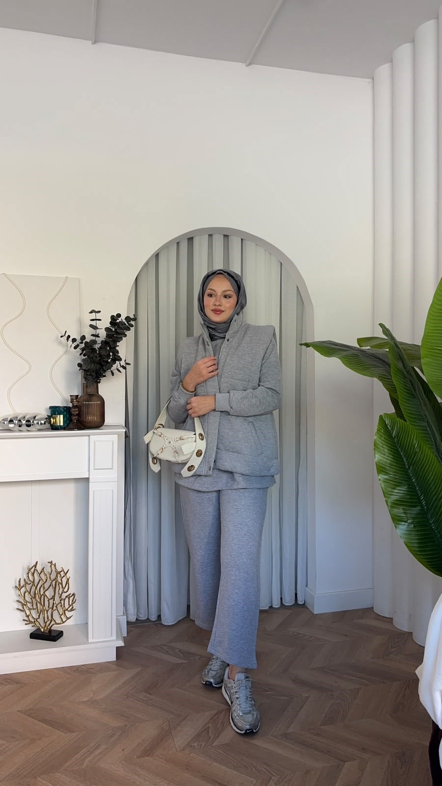 MEYSADESIGN PANTOLON TAKIM Şişme Yelekli Üçlü Takım Gri