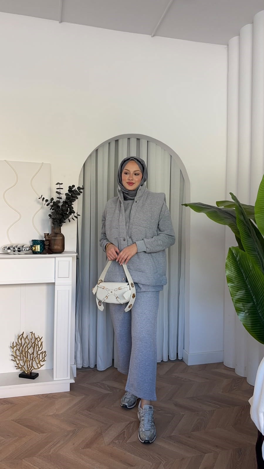 MEYSADESIGN PANTOLON TAKIM Şişme Yelekli Üçlü Takım Gri