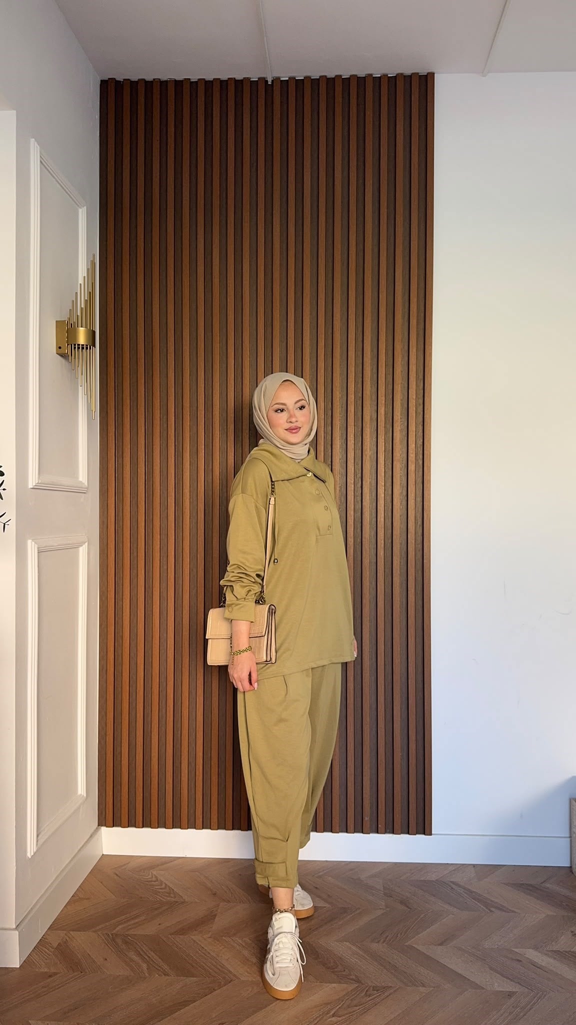 MEYSADESIGN PANTOLON TAKIM Soya Oysh İkili Takım Yağ Yeşili