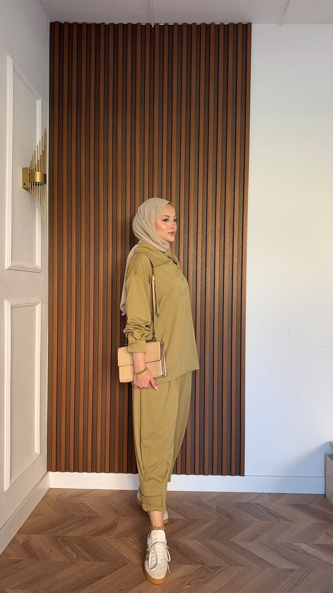 MEYSADESIGN PANTOLON TAKIM Soya Oysh İkili Takım Yağ Yeşili