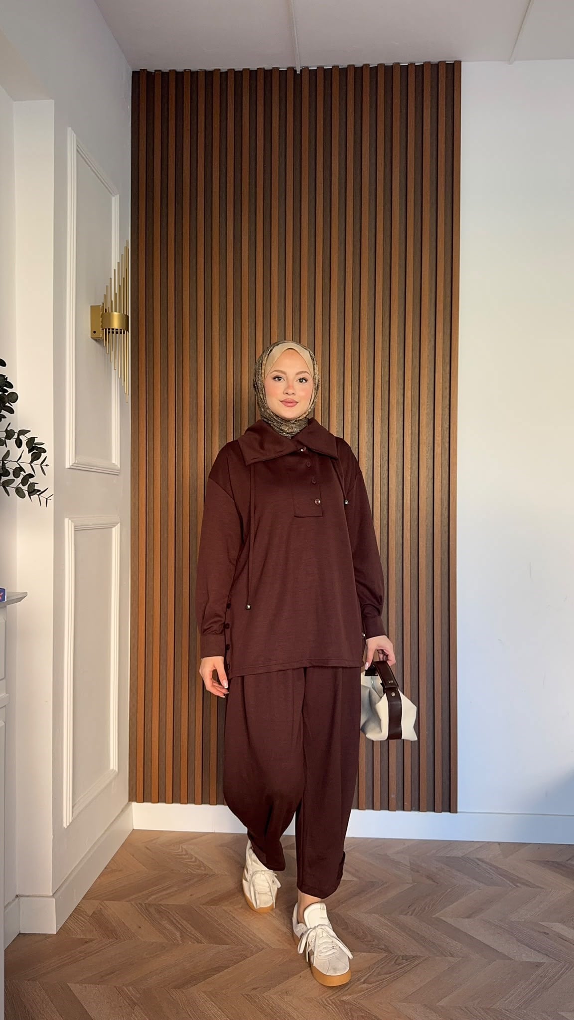 MEYSADESIGN PANTOLON TAKIM Soya Oysh İkili Takım Acı Kahve
