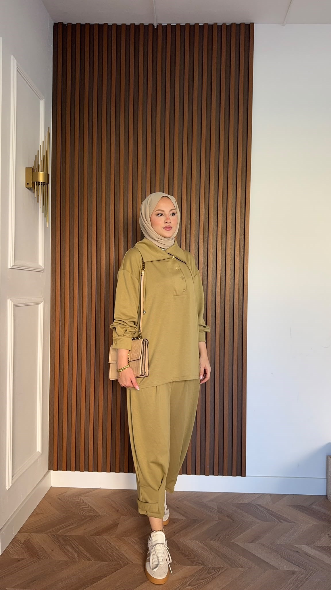 MEYSADESIGN PANTOLON TAKIM Soya Oysh İkili Takım Yağ Yeşili