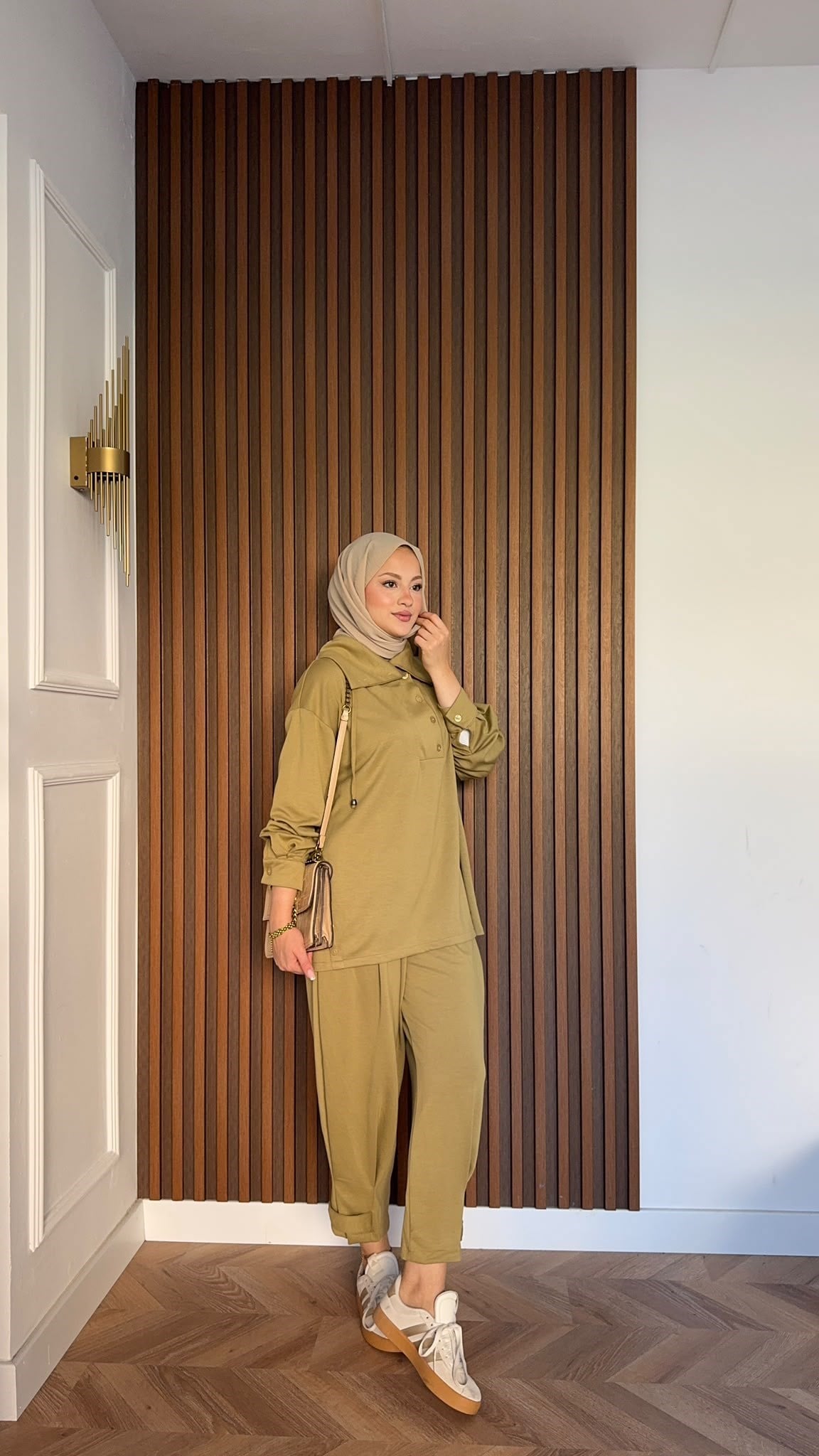 MEYSADESIGN PANTOLON TAKIM Soya Oysh İkili Takım Yağ Yeşili