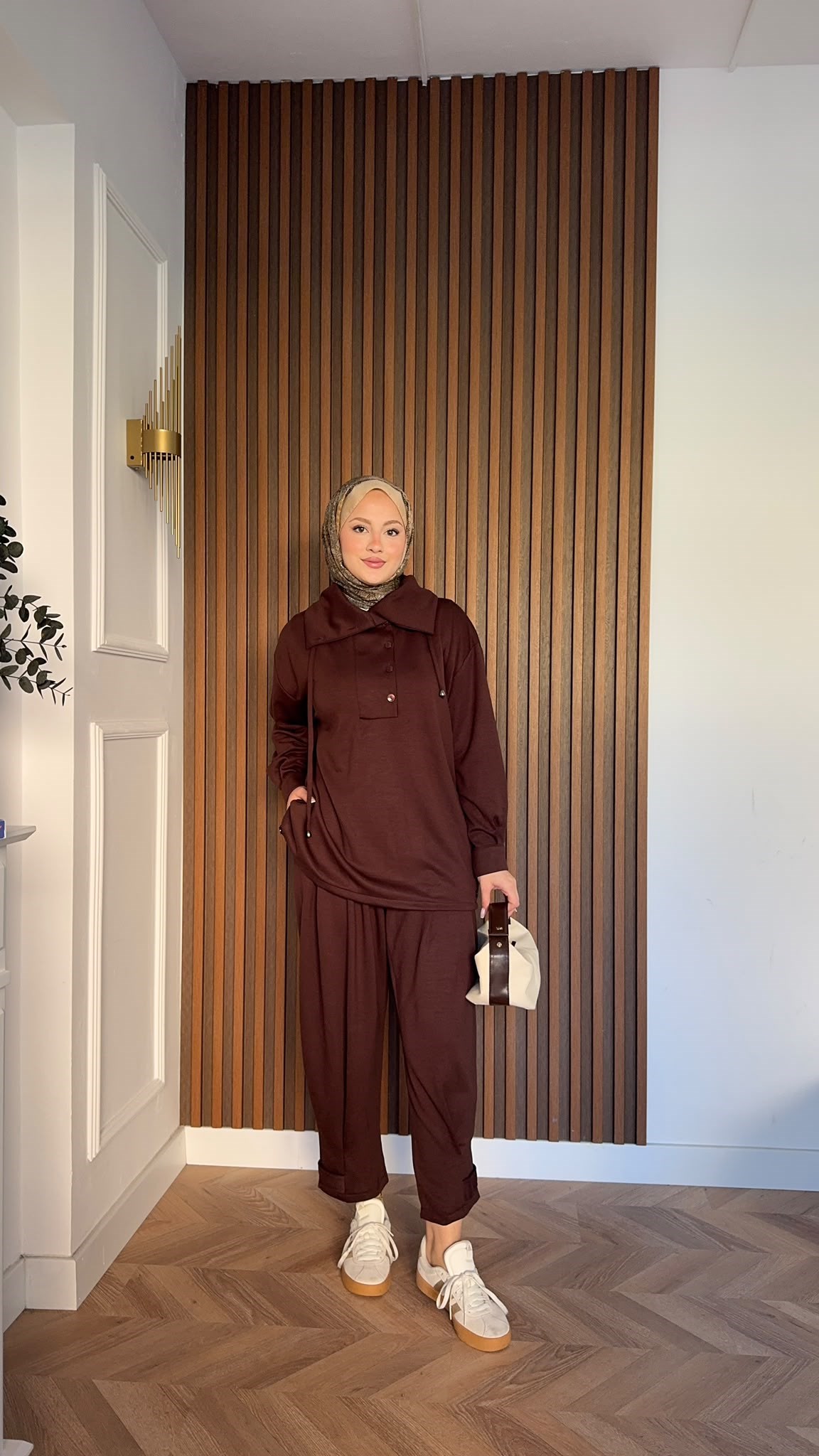 MEYSADESIGN PANTOLON TAKIM Soya Oysh İkili Takım Acı Kahve