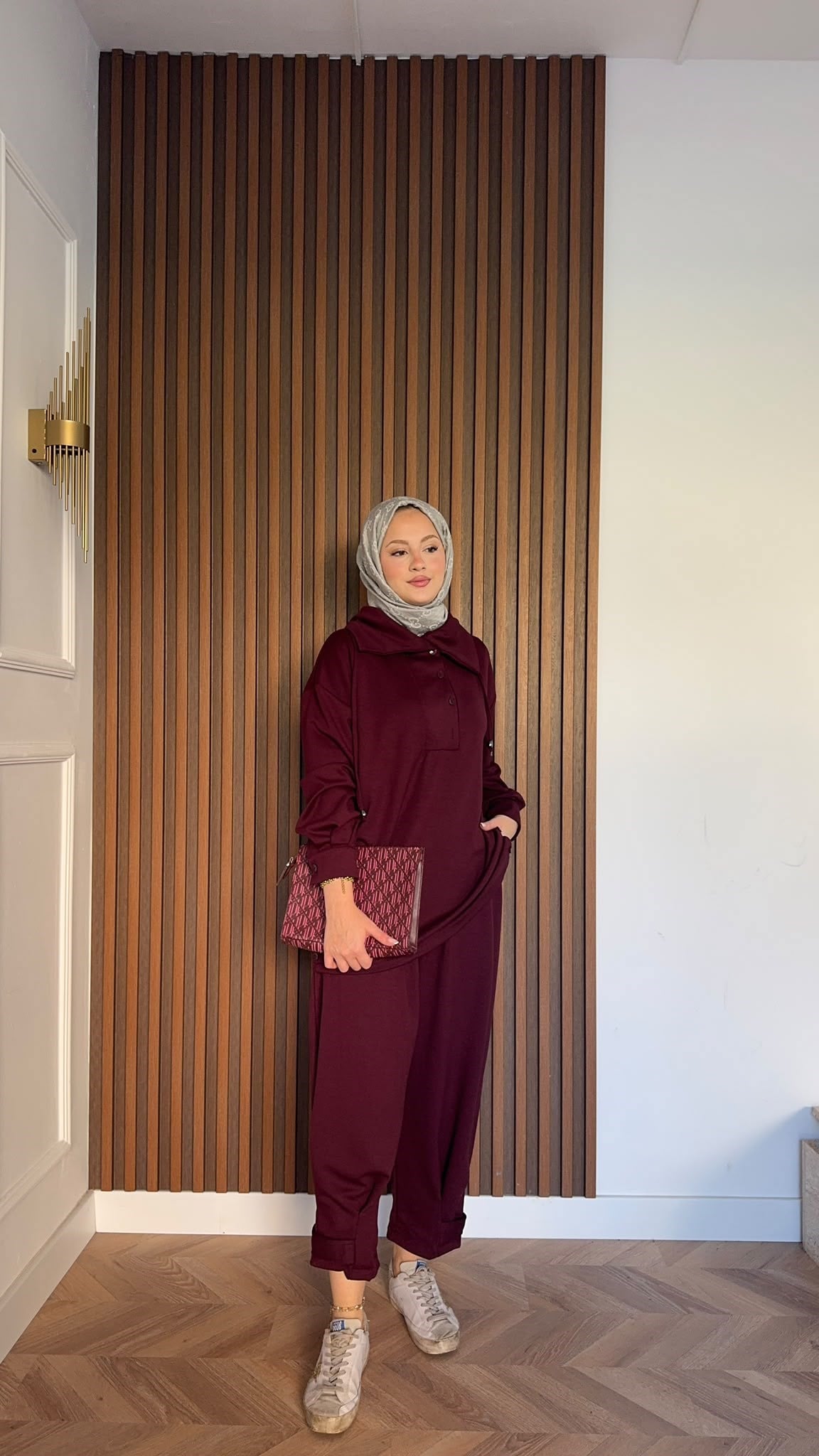 MEYSADESIGN PANTOLON TAKIM Soya Oysh İkili Takım Bordo