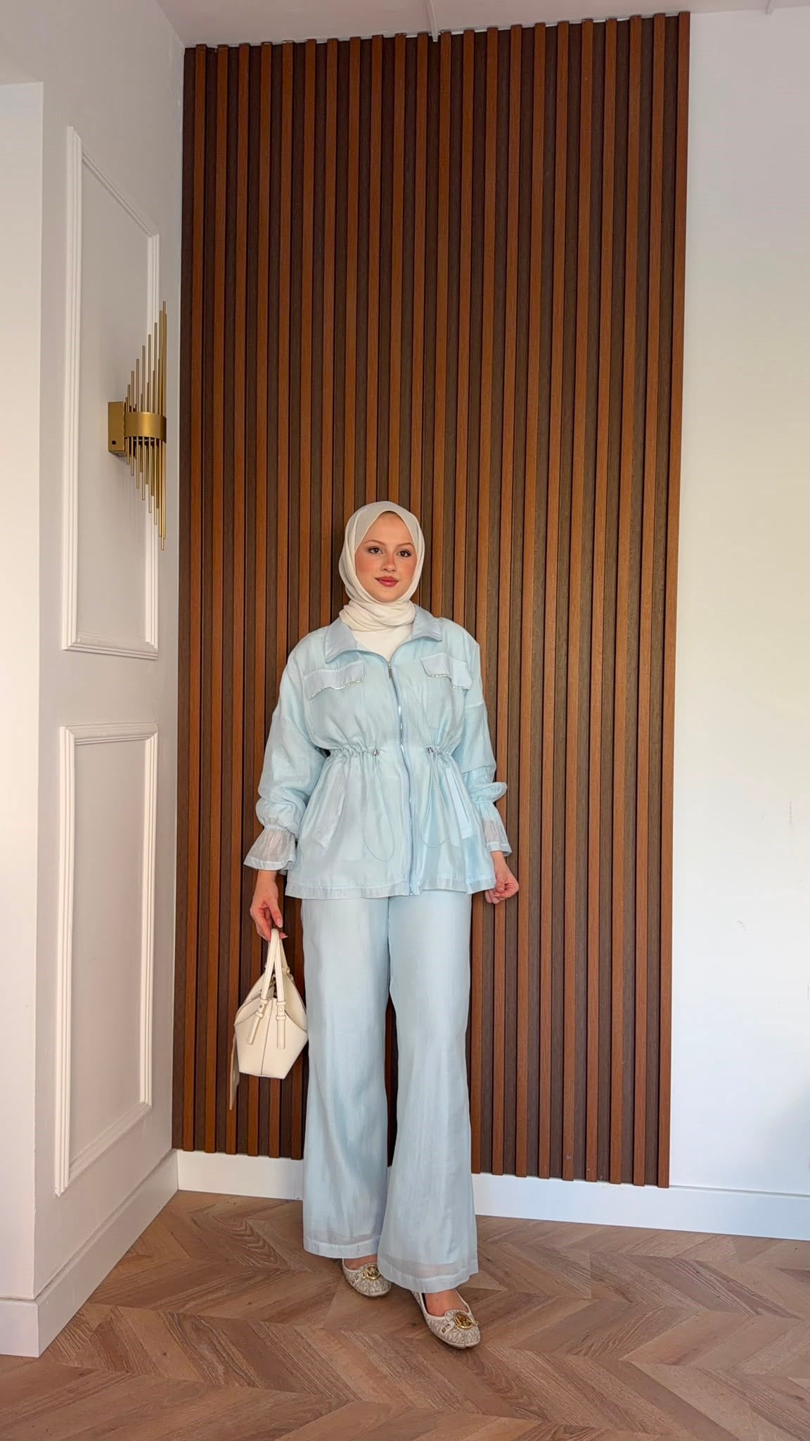 MEYSADESIGN PANTOLON TAKIM Syrus Taşlı Tensel İkili Takım Bebe Mavisi