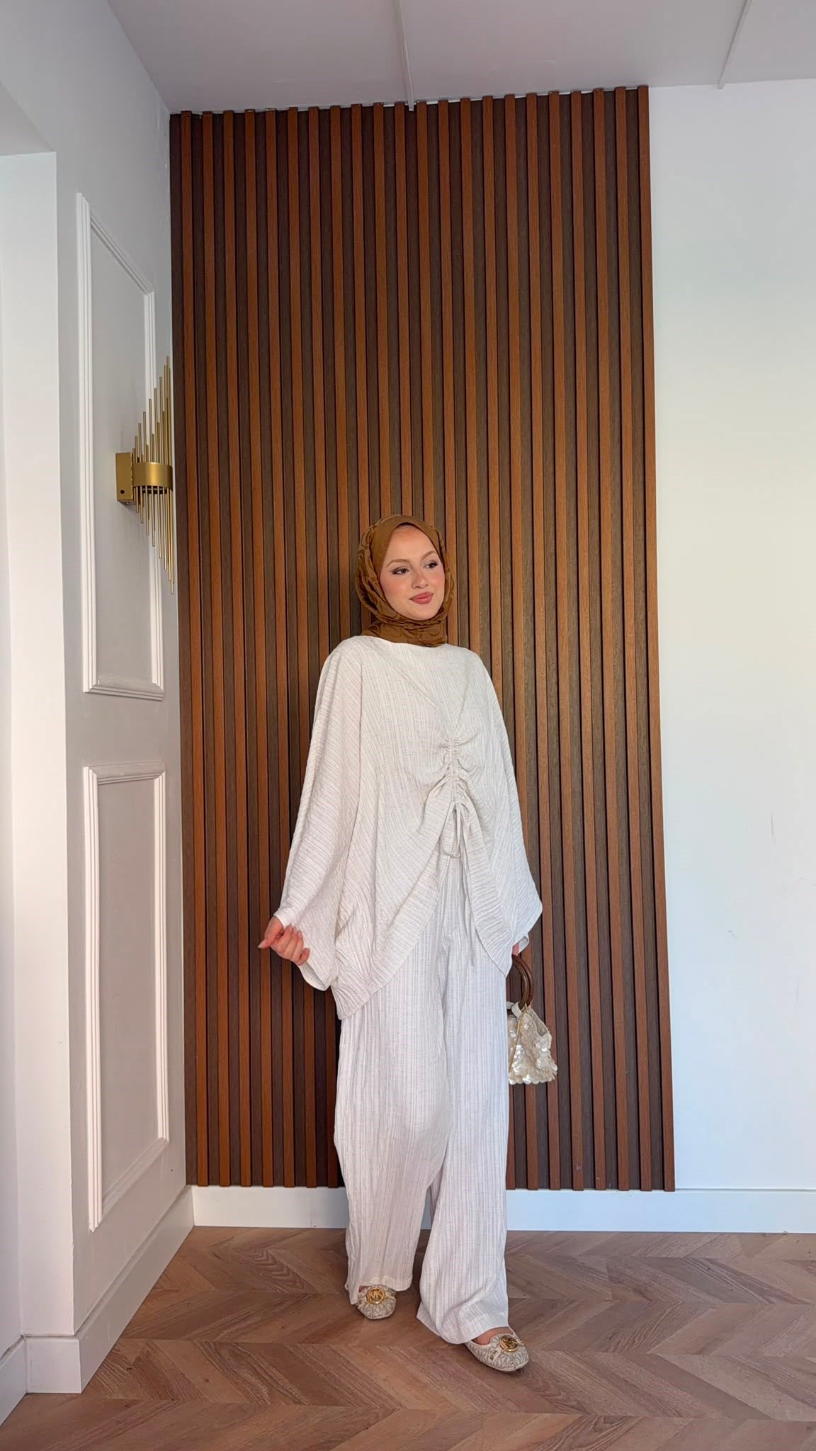MEYSADESIGN PANTOLON TAKIM Tokyo Keten Büzgülü İkili Takım