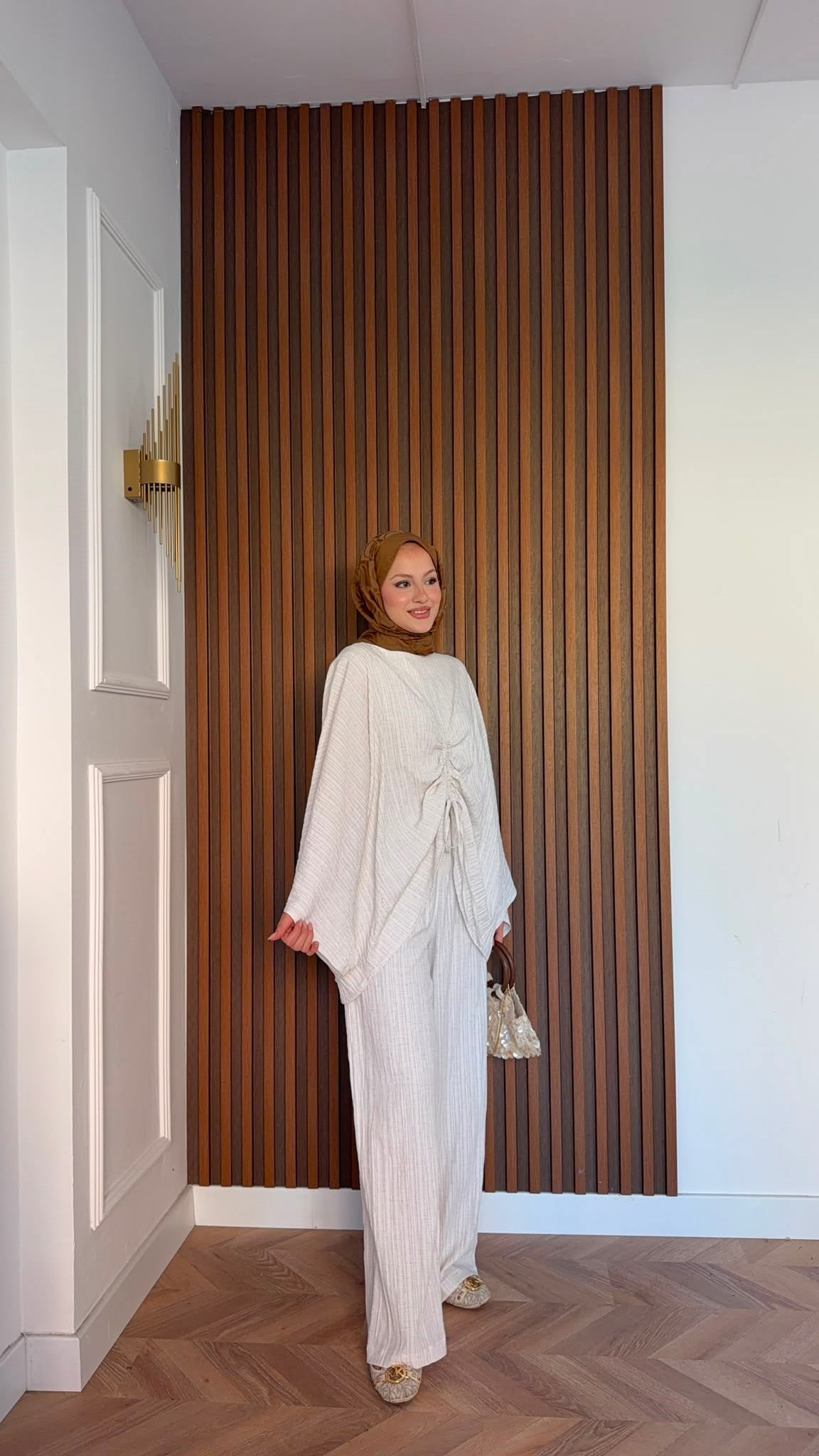 MEYSADESIGN PANTOLON TAKIM Tokyo Keten Büzgülü İkili Takım