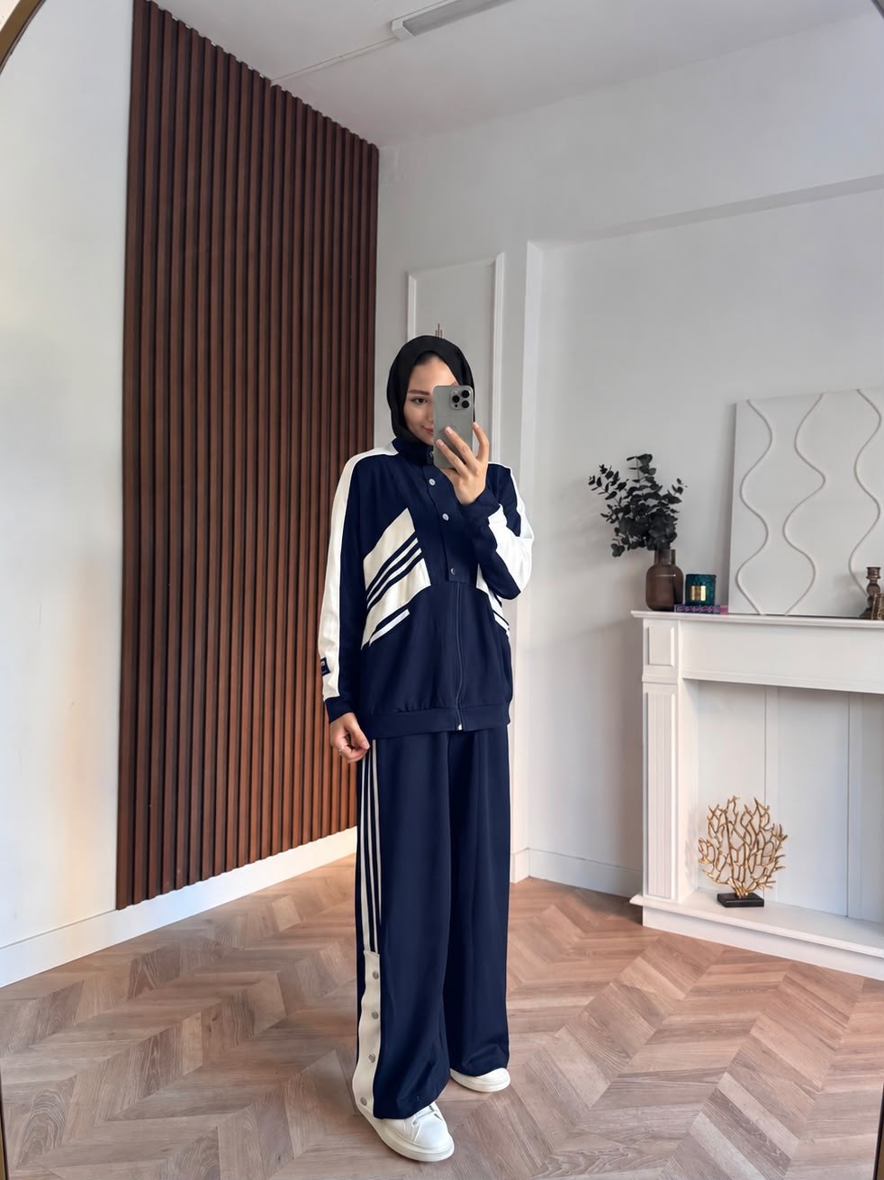 MEYSADESIGN PANTOLON TAKIM Üç Çizgili Spor Takım Lacivert