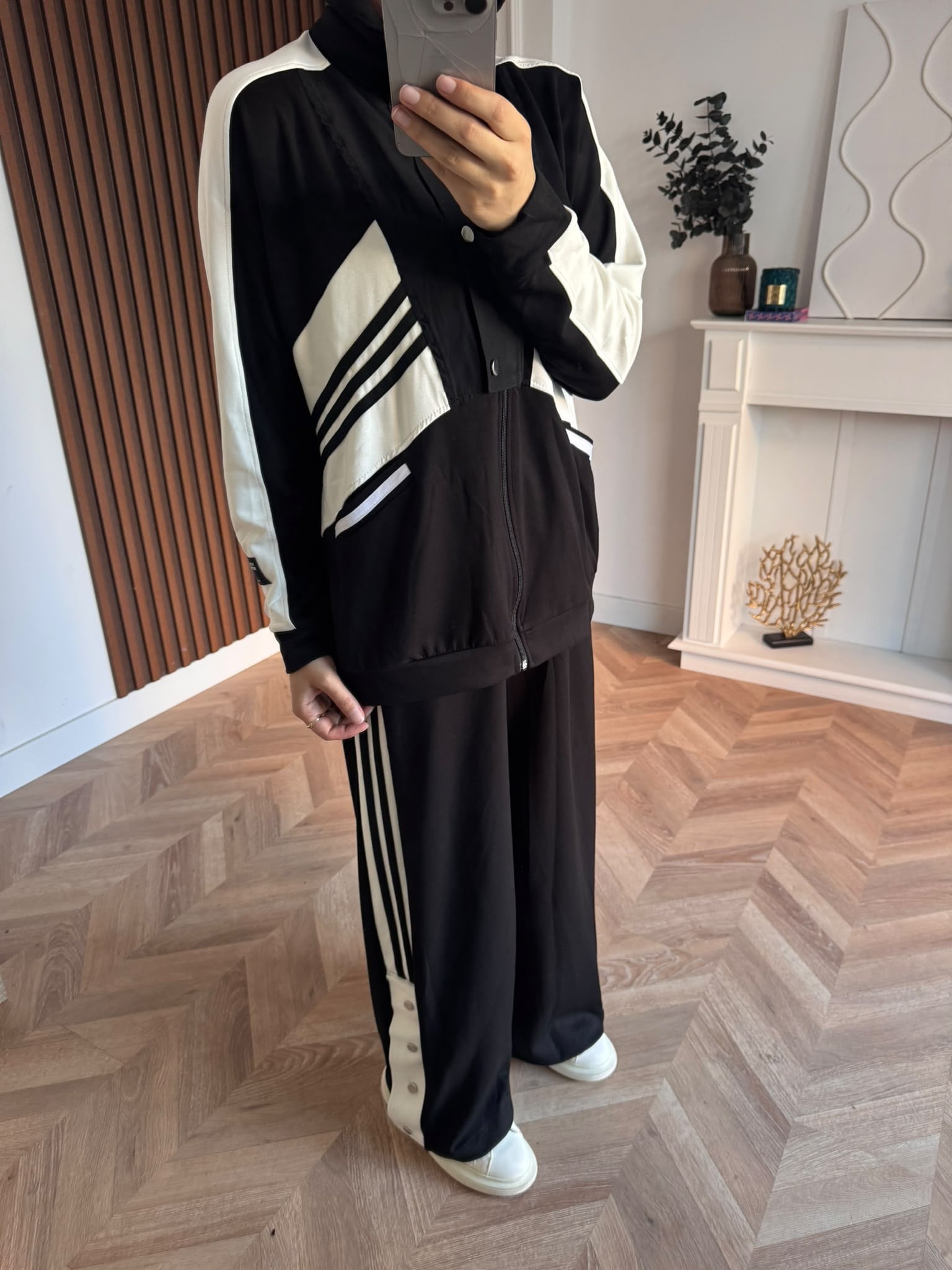 MEYSADESIGN PANTOLON TAKIM Üç Çizgili Spor Takım Siyah