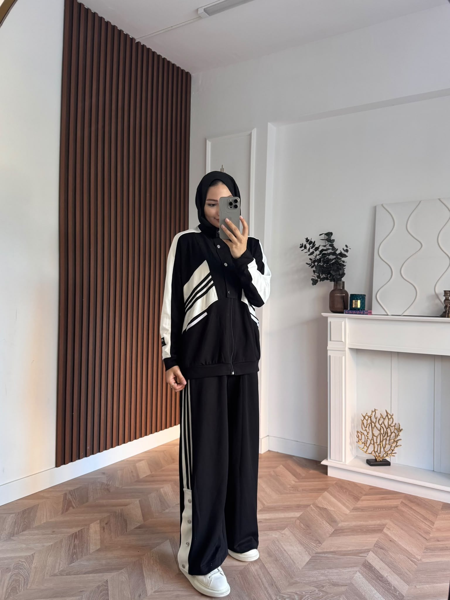 MEYSADESIGN PANTOLON TAKIM Üç Çizgili Spor Takım Siyah