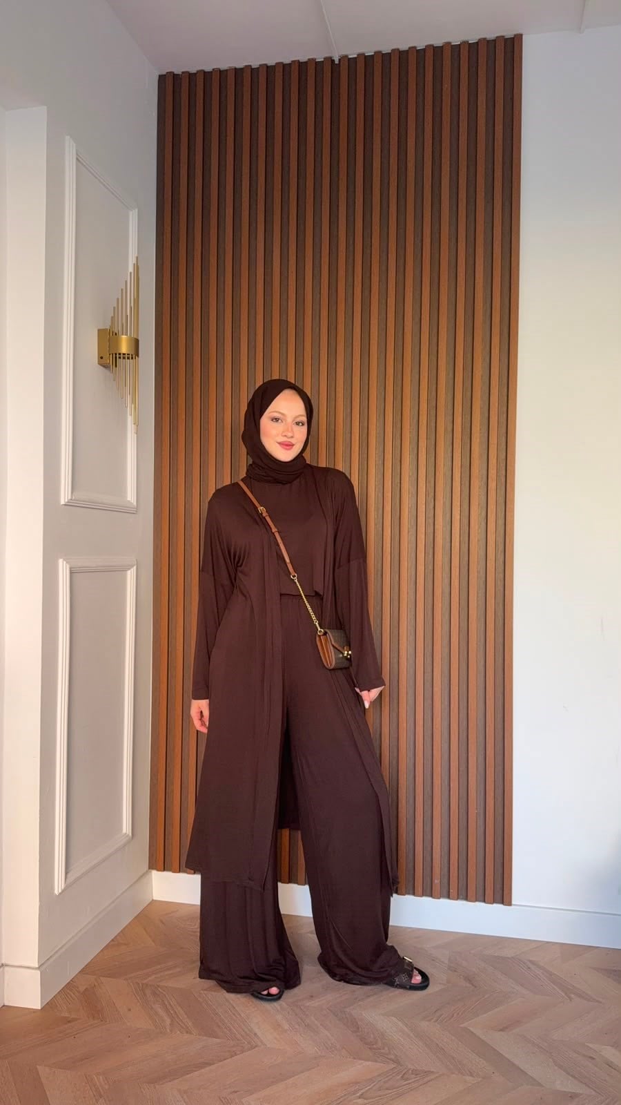 MEYSADESIGN PANTOLON TAKIM Üçlü Sandy Takım Acı Kahve