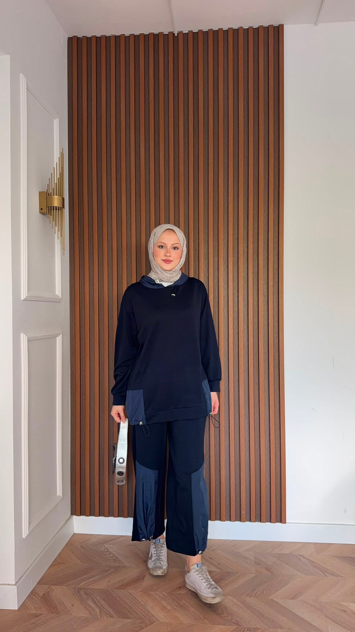 MEYSADESIGN PANTOLON TAKIM Visa Paraşüt Parçalı İkili Takım Lacivert