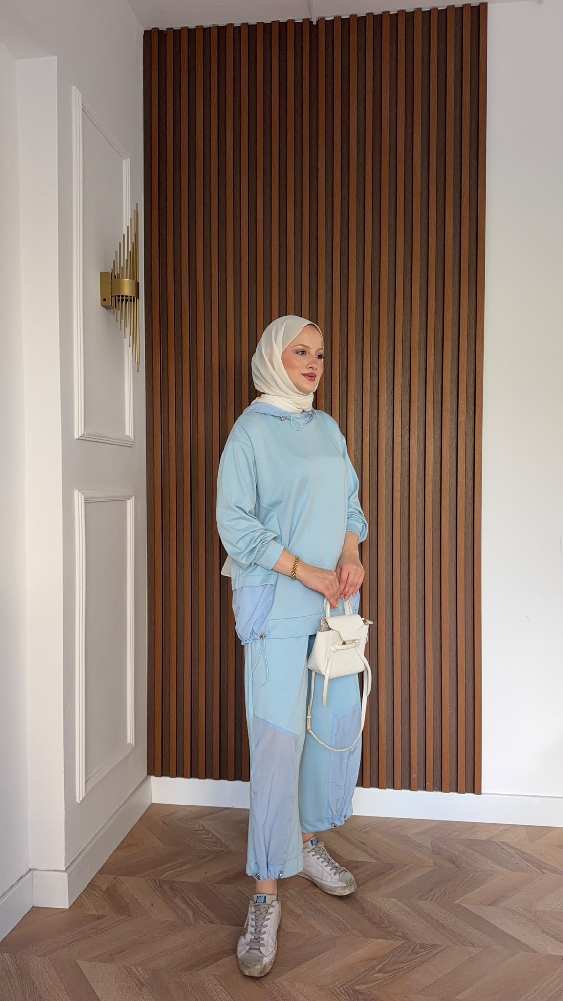 MEYSADESIGN PANTOLON TAKIM Visa Paraşüt Parçalı İkili Takım Bebe Mavisi