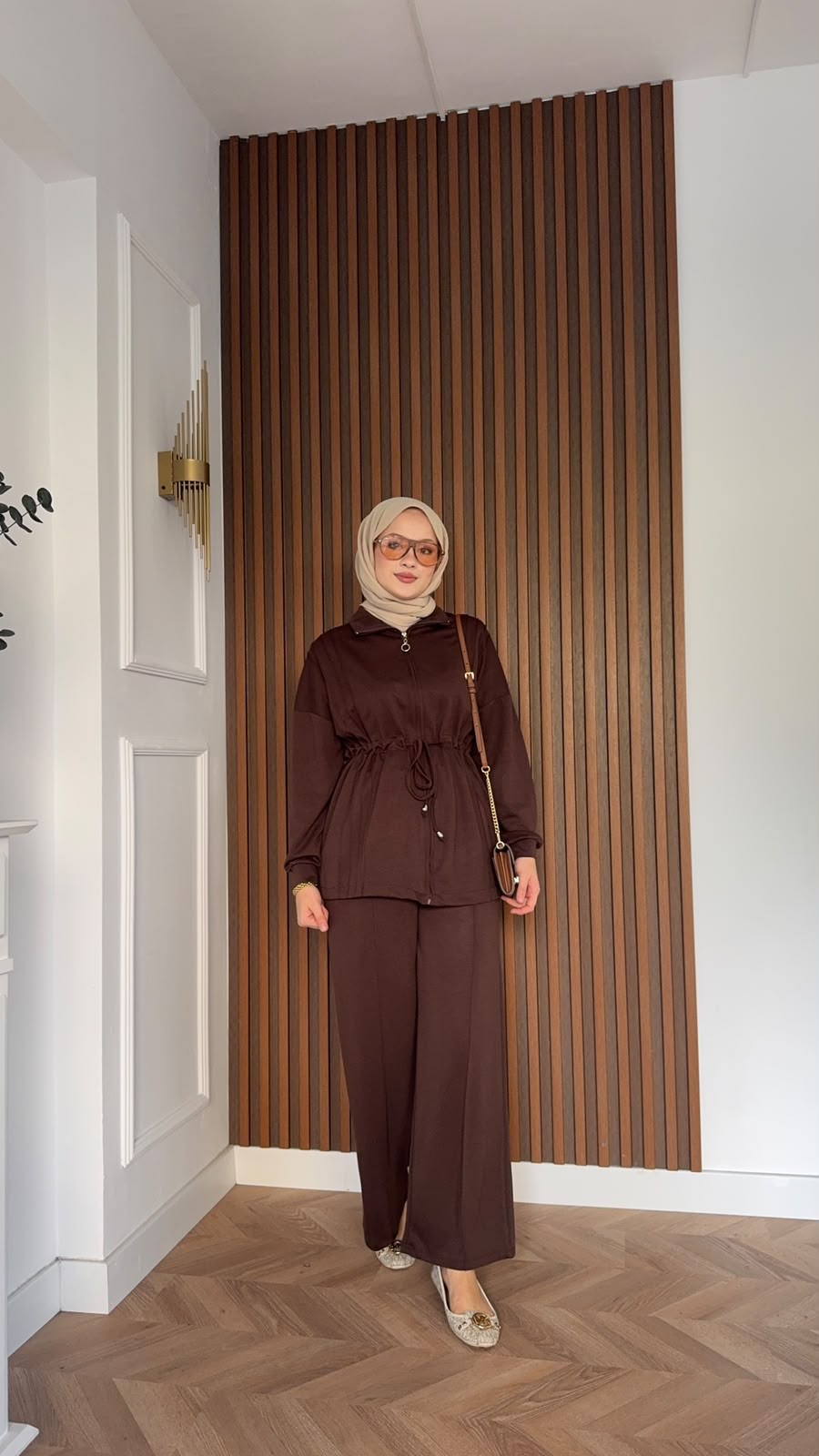 MEYSADESIGN PANTOLON TAKIM Yade İkili Eşofman Takım Acı Kahve