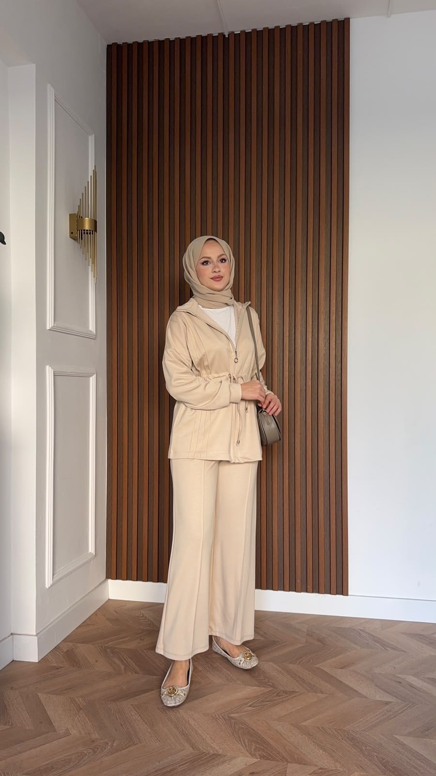 MEYSADESIGN PANTOLON TAKIM Yade İkili Eşofman Takım Bej