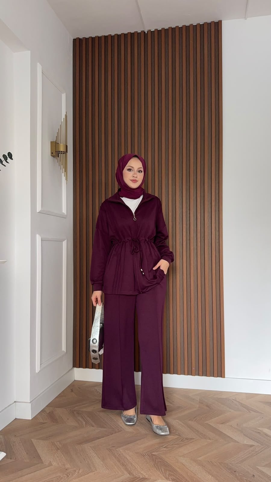 MEYSADESIGN PANTOLON TAKIM Yade İkili Eşofman Takım Bordo