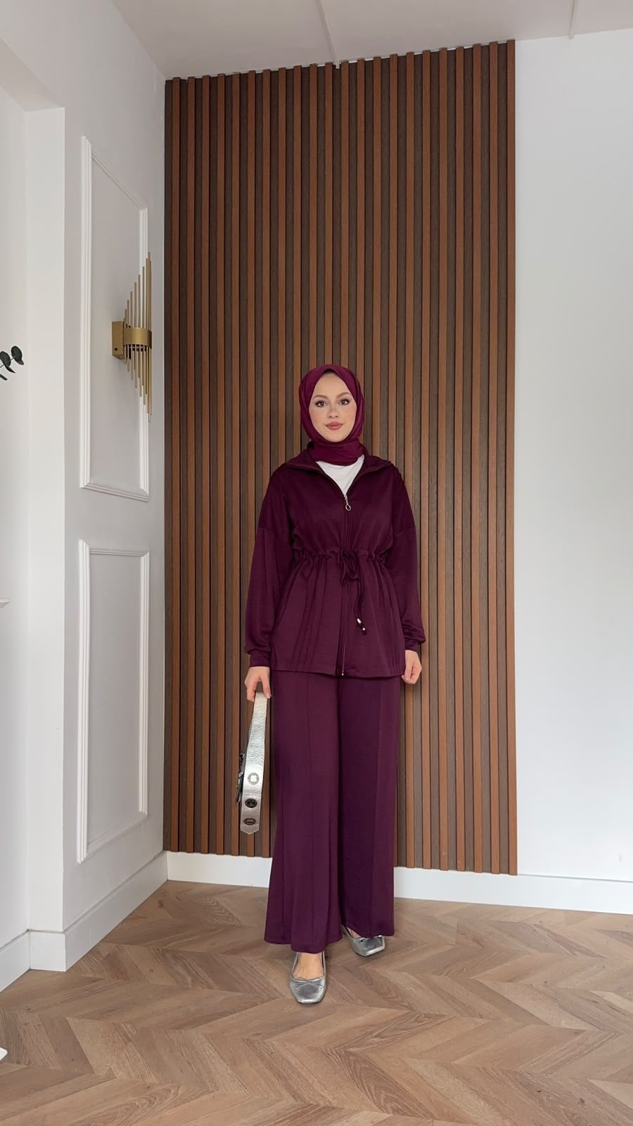 MEYSADESIGN PANTOLON TAKIM Yade İkili Eşofman Takım Bordo