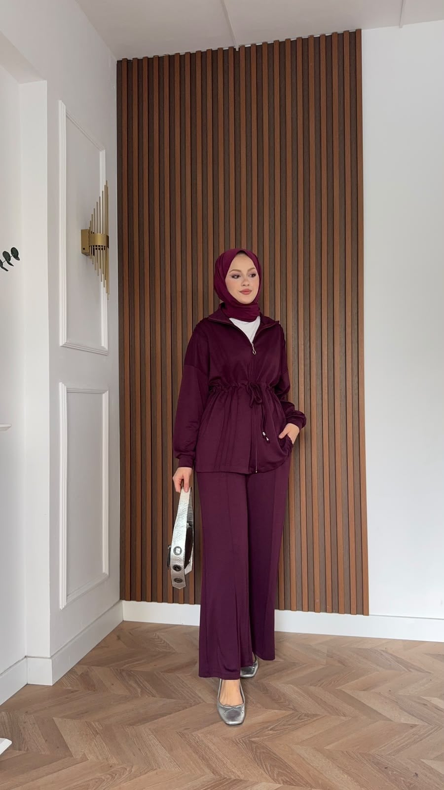 MEYSADESIGN PANTOLON TAKIM Yade İkili Eşofman Takım Bordo