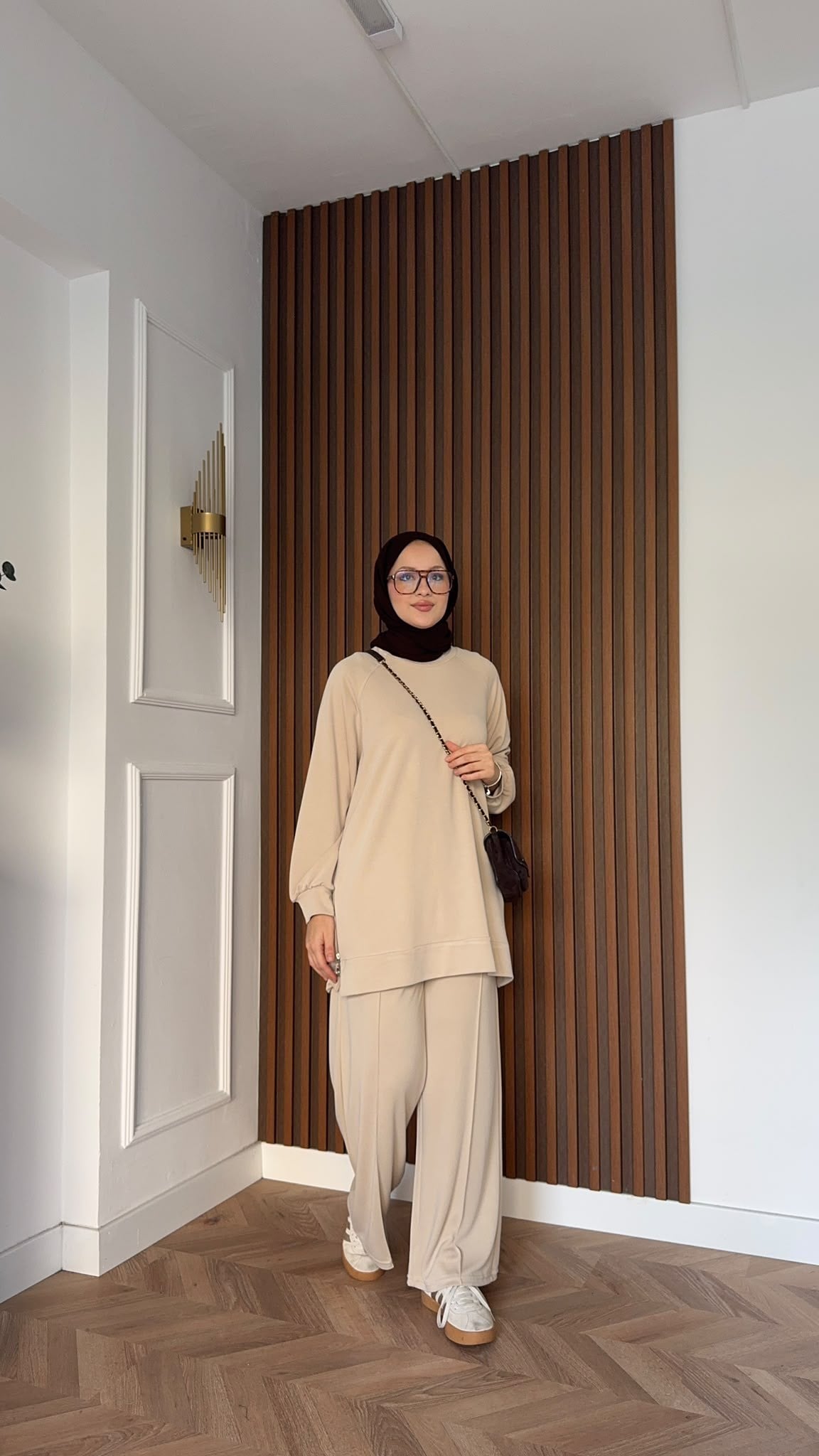 MEYSADESIGN PANTOLON TAKIM Yandan Fermuarlı Pike İkili Takım Bej