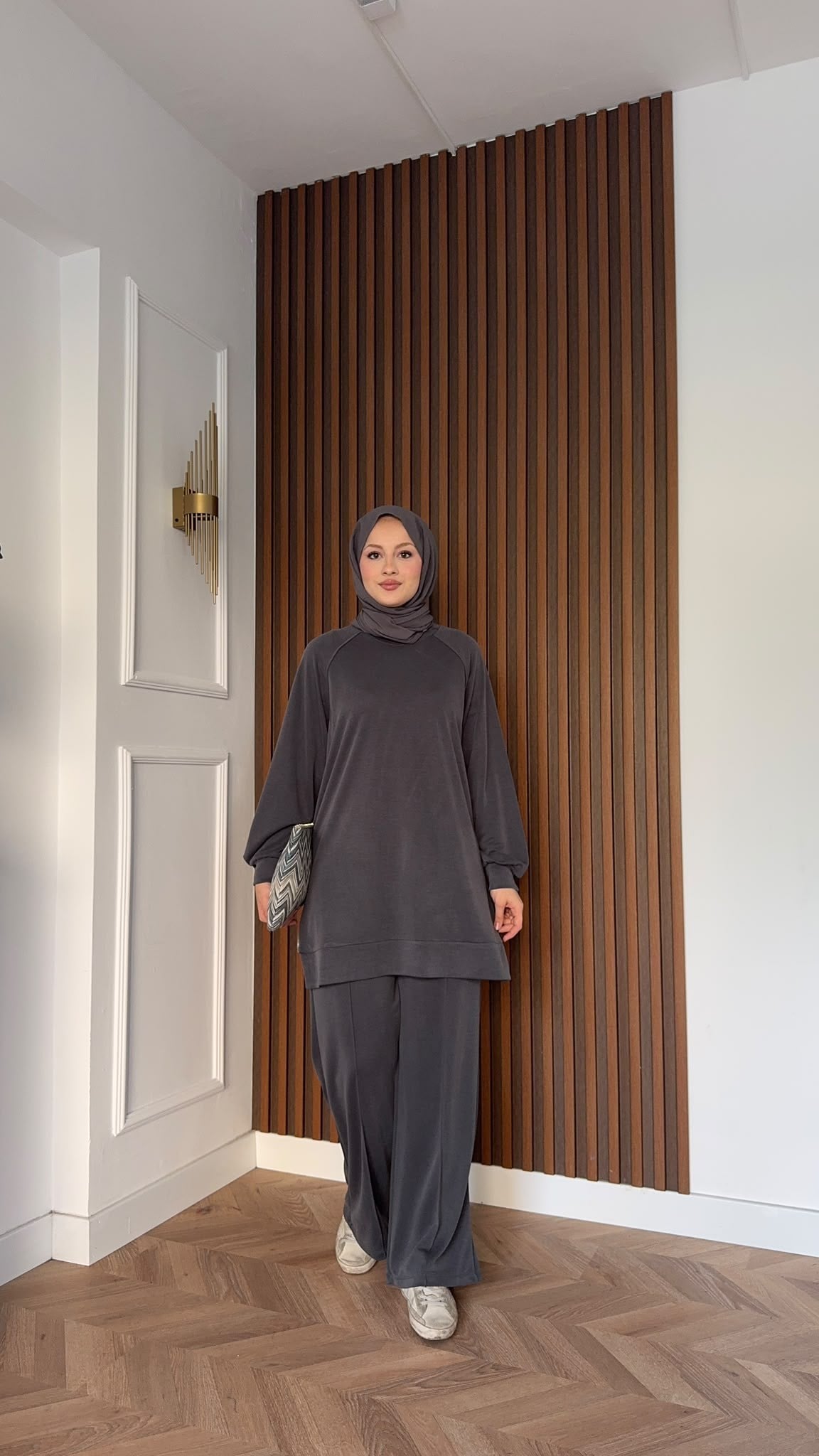 MEYSADESIGN PANTOLON TAKIM Yandan Fermuarlı Pike İkili Takım Antrasit