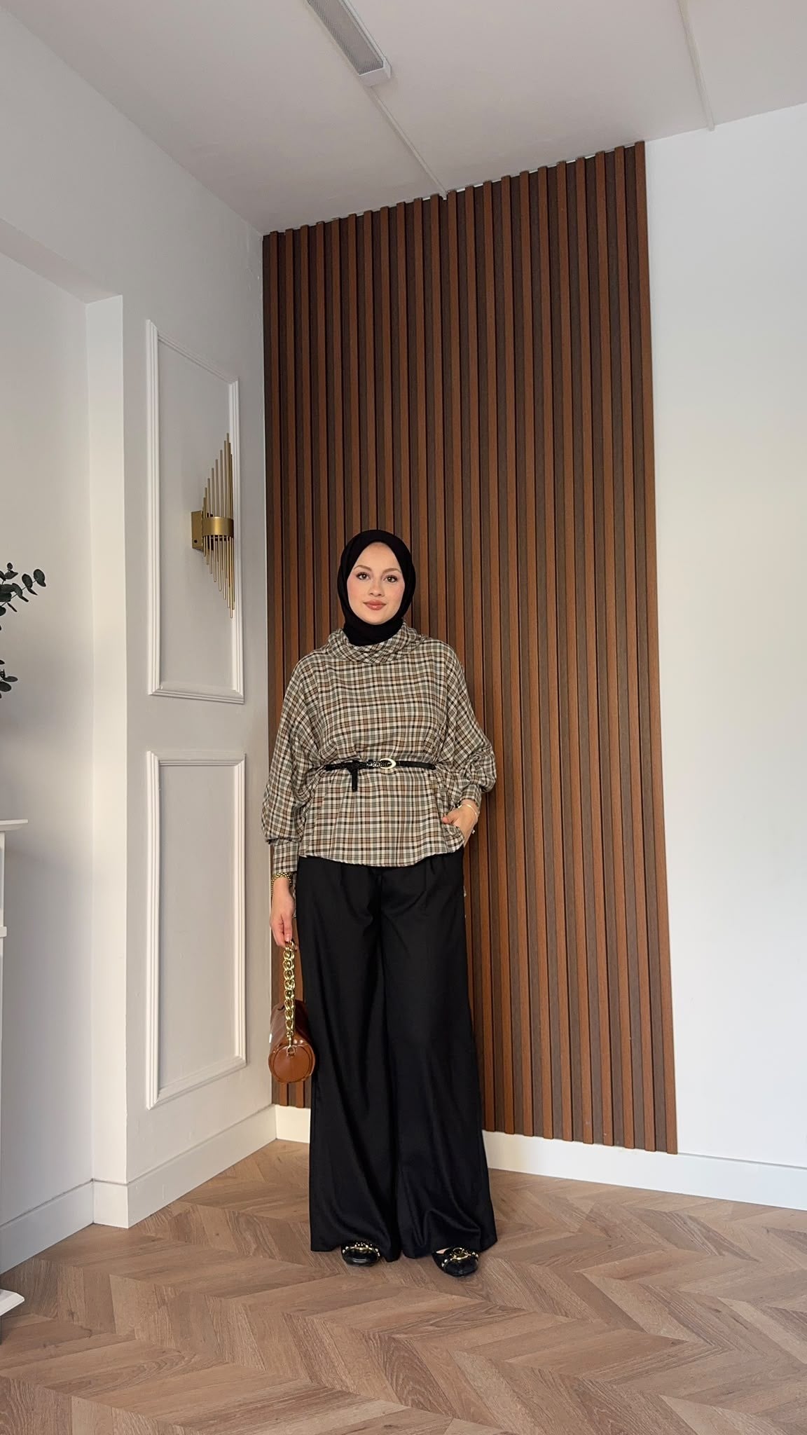 MEYSADESIGN PANTOLON TAKIM Yarasa Kol Ekoseli Pantolonlu Takım Siyah Haki
