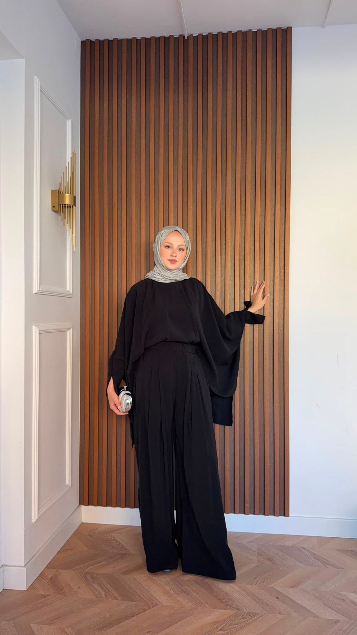 MEYSADESIGN PANTOLON TAKIM Yarasa Kol Tensel Takım  Siyah