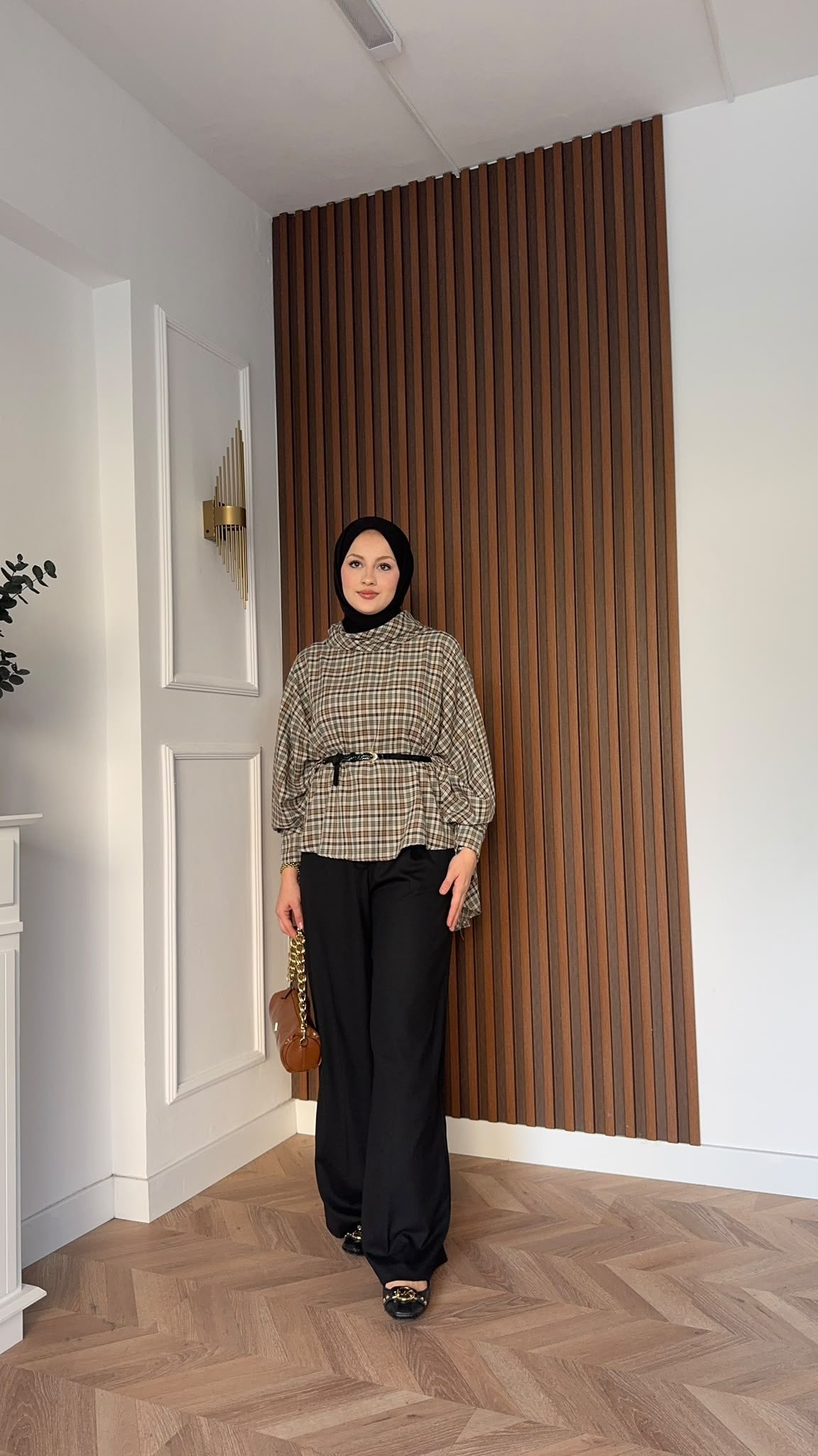 MEYSADESIGN PANTOLON TAKIM Yarasa Kol Ekoseli Pantolonlu Takım Siyah Haki