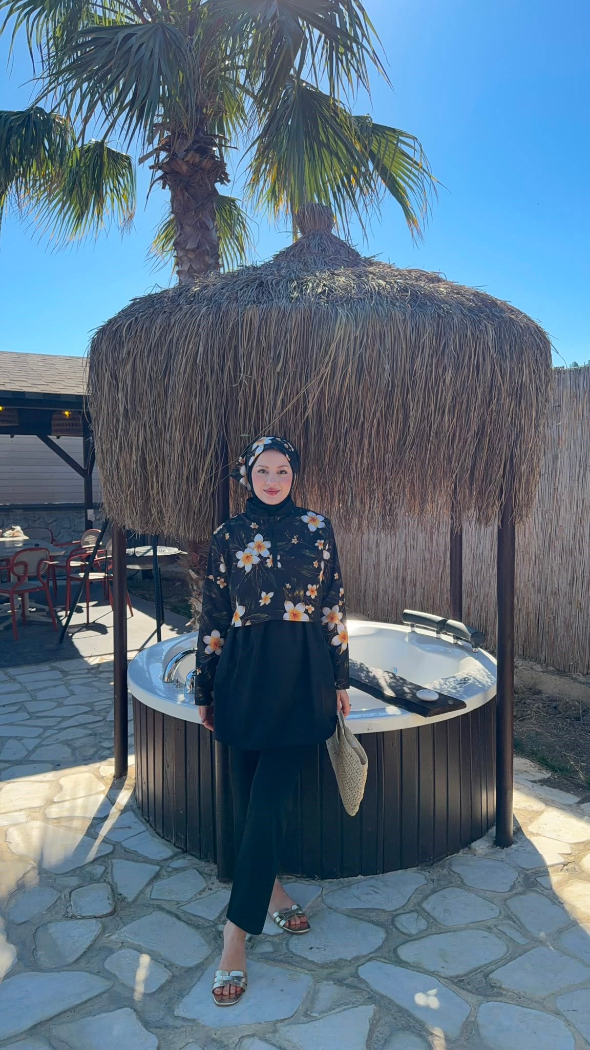 MEYSADESIGN TESETTÜR MAYO Flowers Desenli Üçlü Mayo Seti Lacivert Çiçek