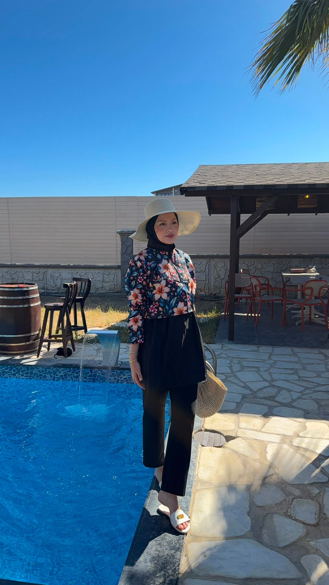 MEYSADESIGN TESETTÜR MAYO Flowers Desenli Üçlü Mayo Seti Lacivert Çiçek