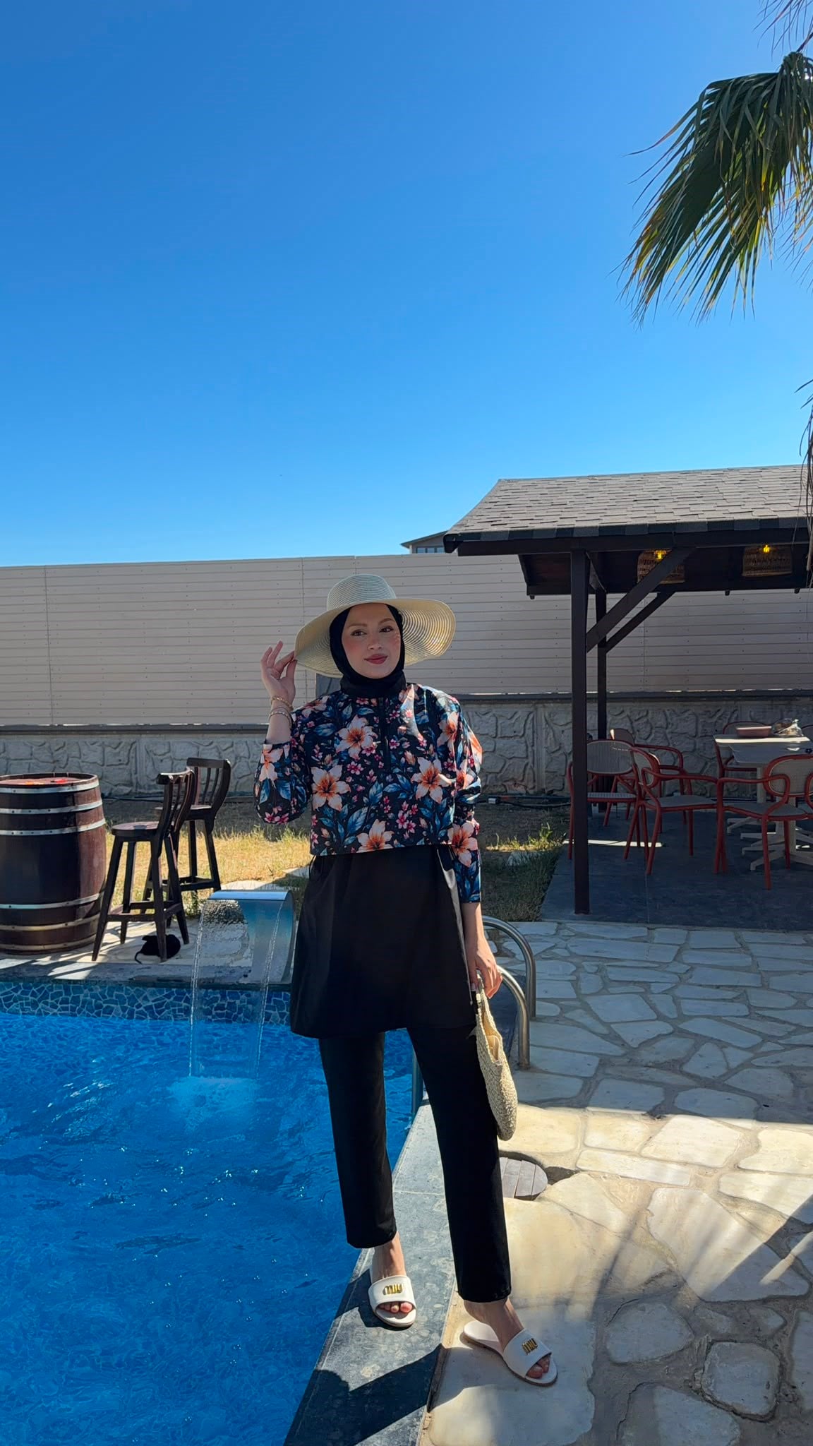 MEYSADESIGN TESETTÜR MAYO Flowers Desenli Üçlü Mayo Seti Lacivert Çiçek