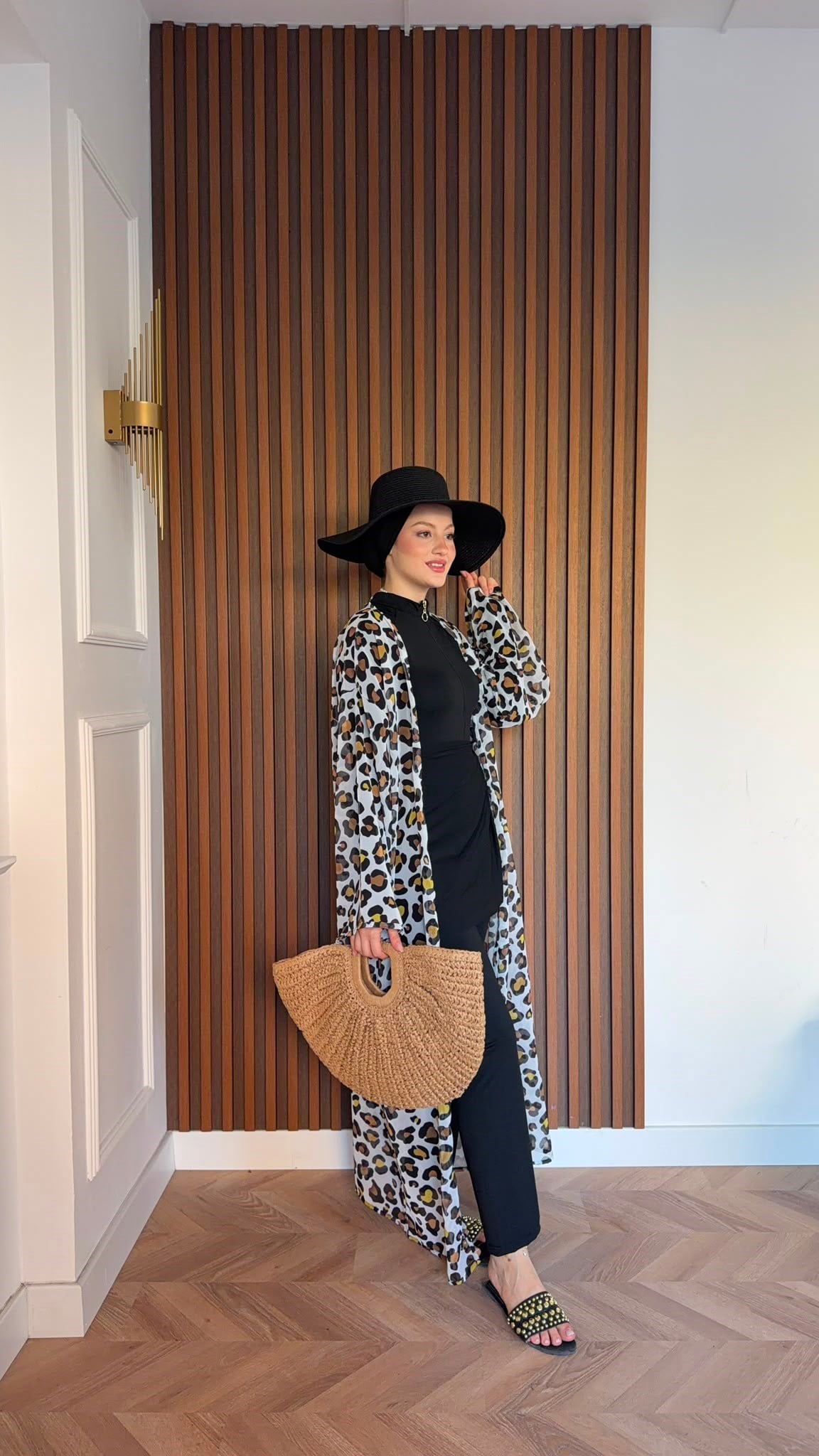 MEYSADESIGN TESETTÜR PAREO Beyaz Leopar Desenli Şifon Pareo