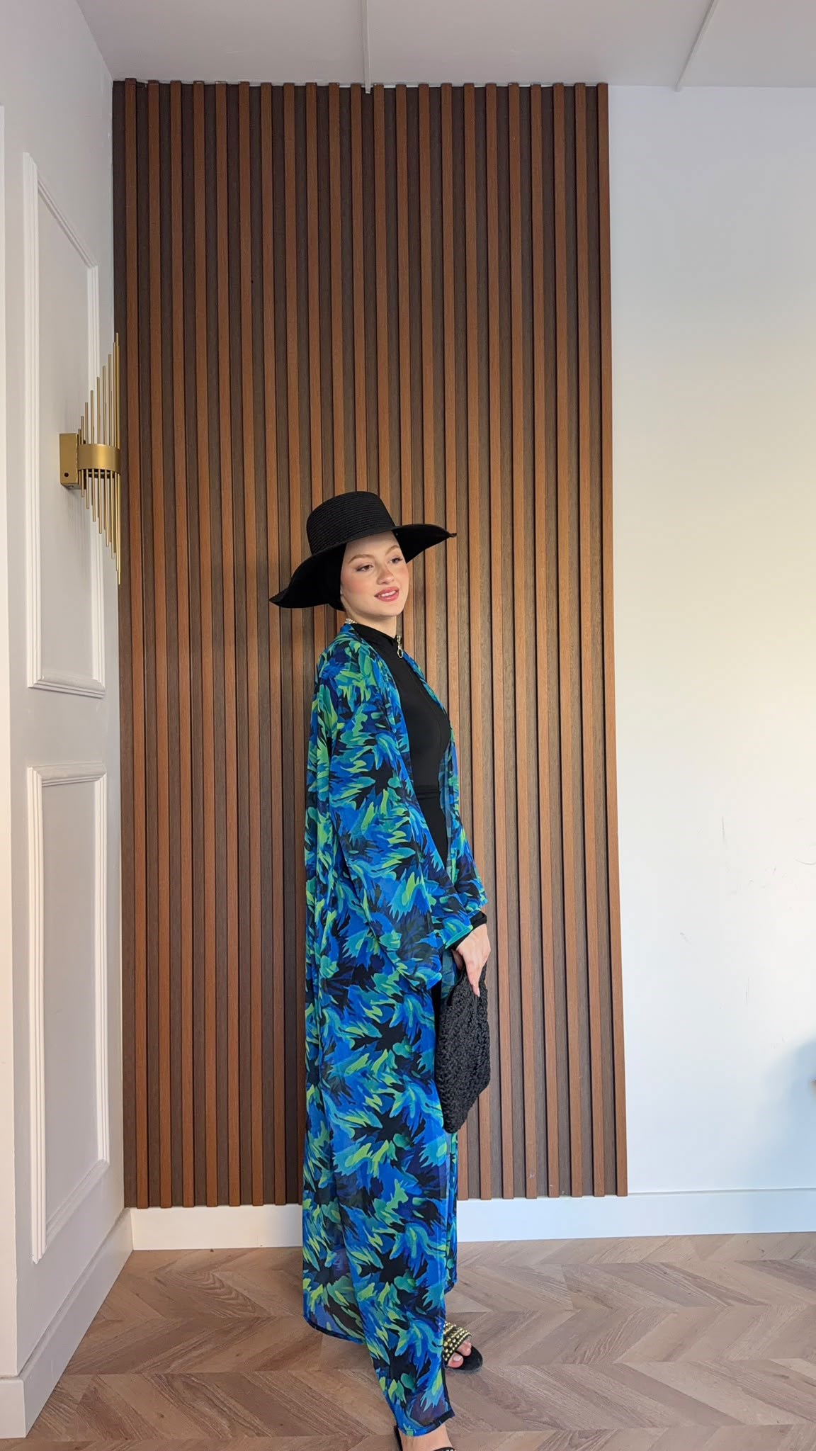 MEYSADESIGN TESETTÜR PAREO Summer Mavi Desenli Şifon Pareo