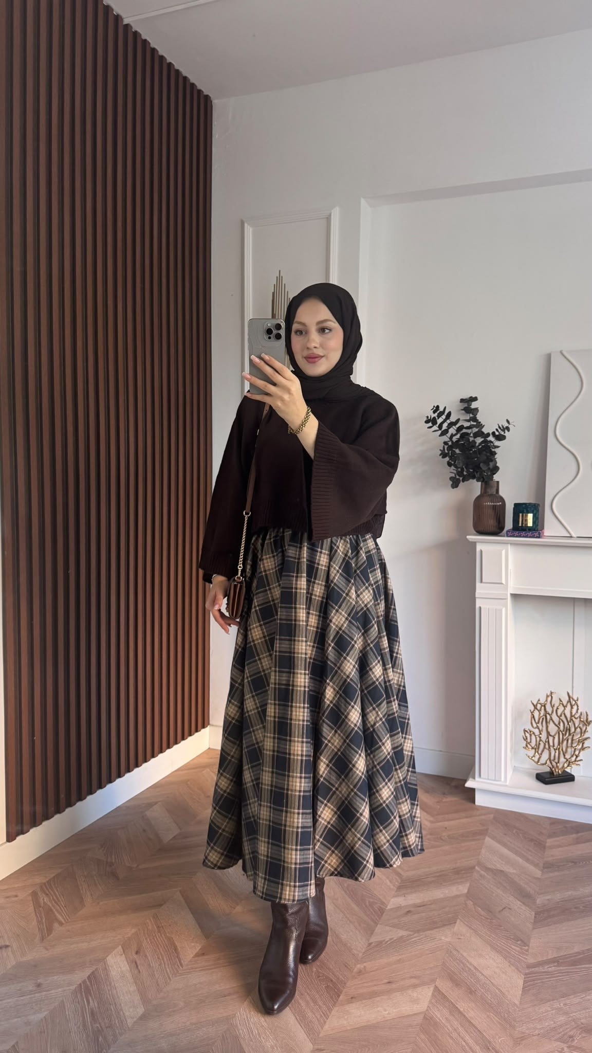MEYSADESIGN TESETTÜR TRİKO Crop Etek Üstü Kazak Acı Kahve