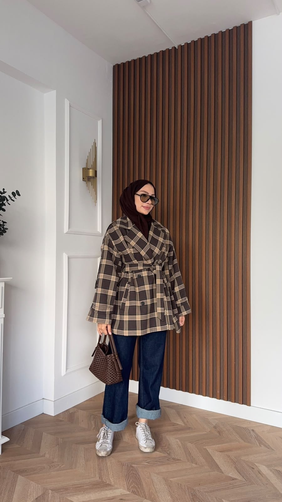 MEYSADESIGN TRENCKOT Ekose Gadget Trençkot Acı Kahve