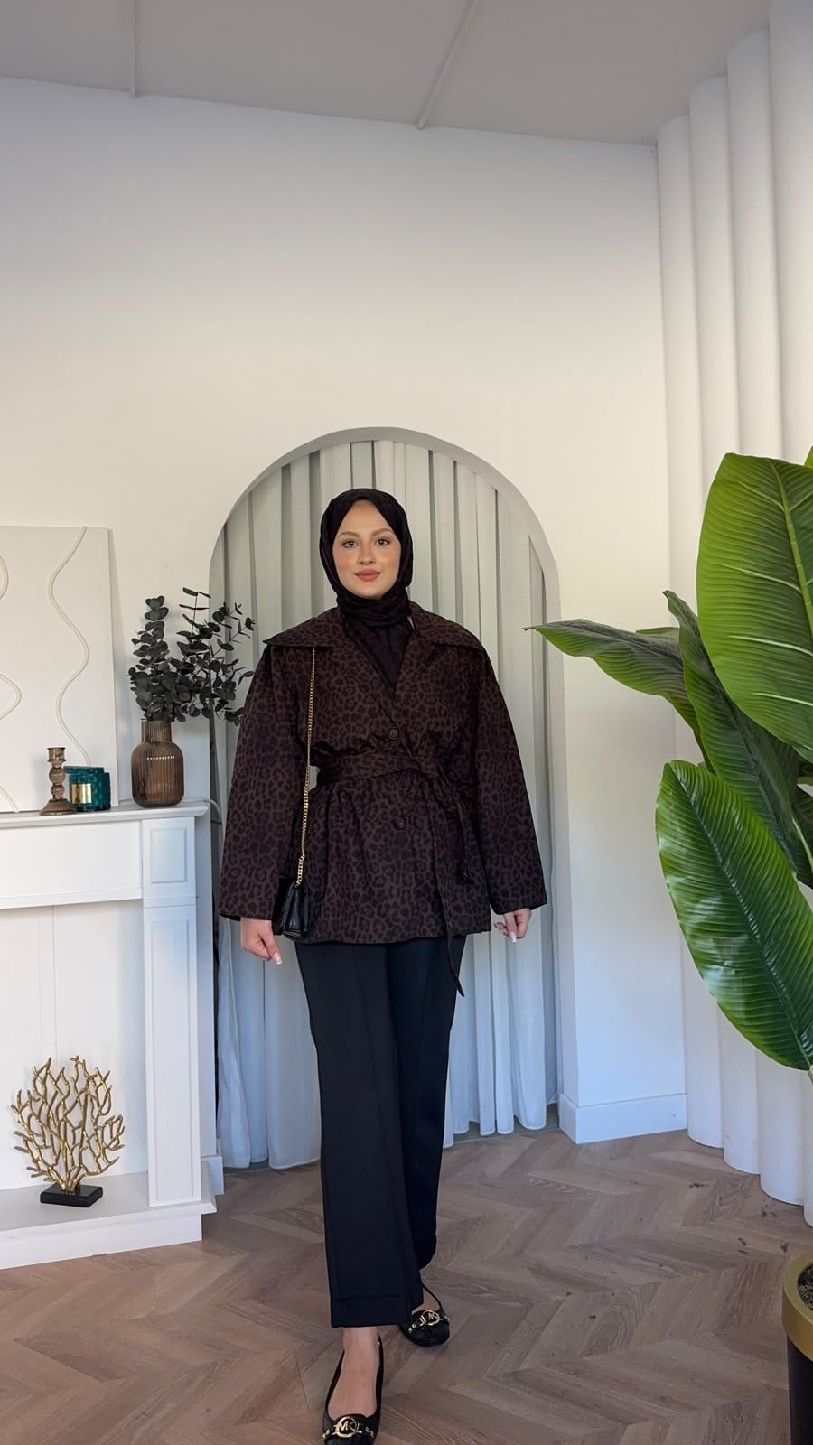 MEYSADESIGN TRENCKOT Ela Leopar Desenli Trençkot