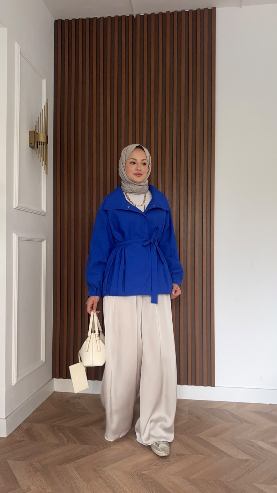 MEYSADESIGN TRENCKOT Fularlı Paraşüt Trençkot Saks