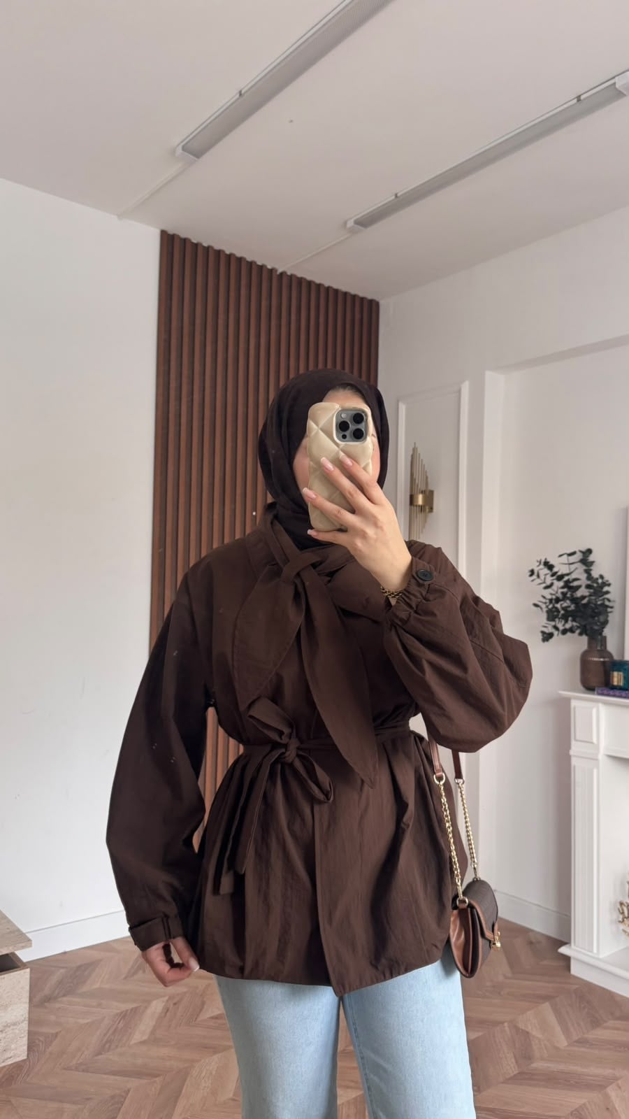 MEYSADESIGN TRENCKOT Fularlı Paraşüt Trençkot Acı Kahve