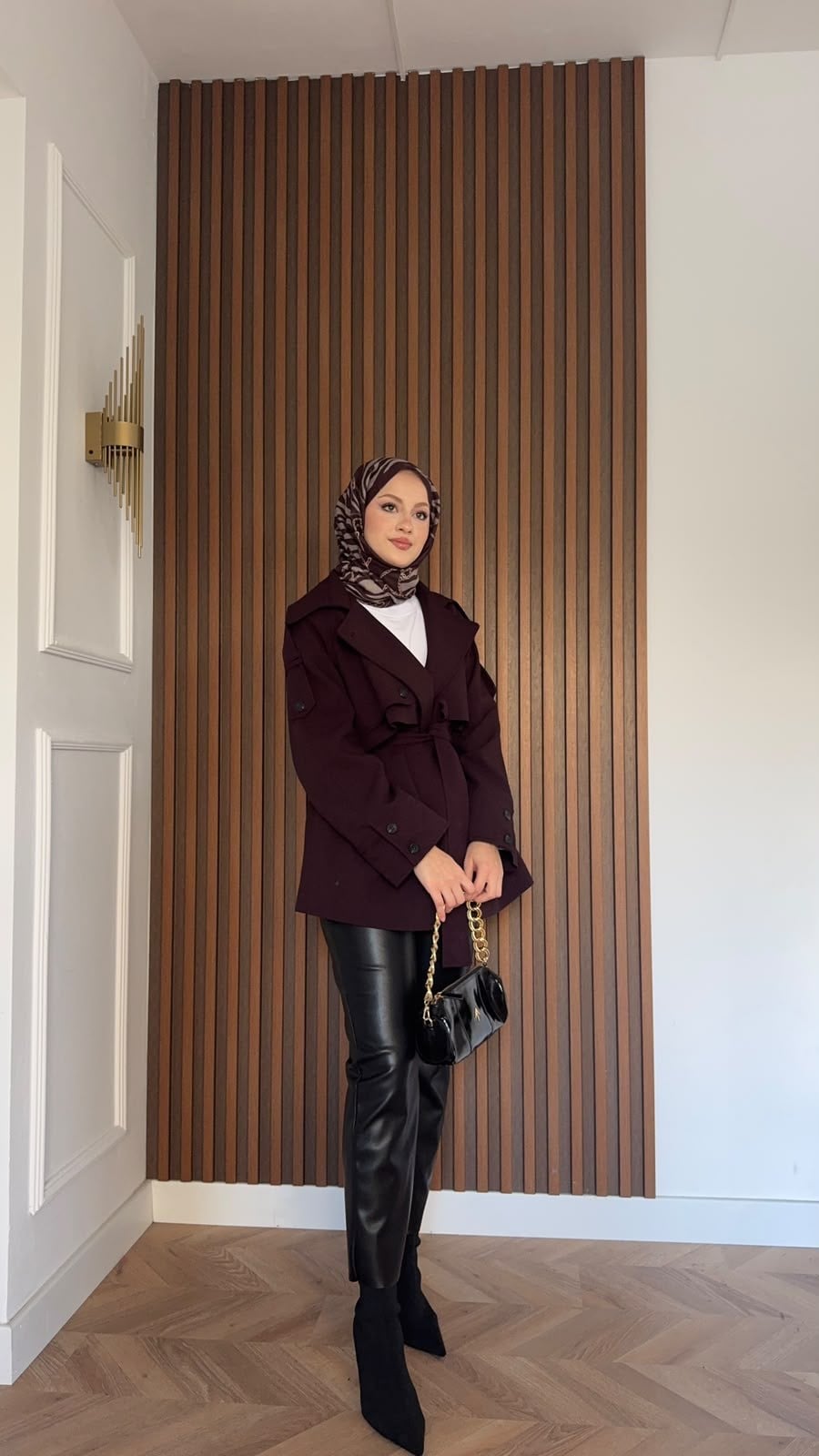 MEYSADESIGN TRENCKOT Kısa Gadget Oversize Trençkot Burgonya