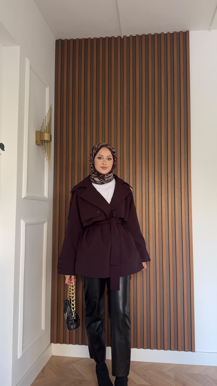 MEYSADESIGN TRENCKOT Kısa Gadget Oversize Trençkot Burgonya