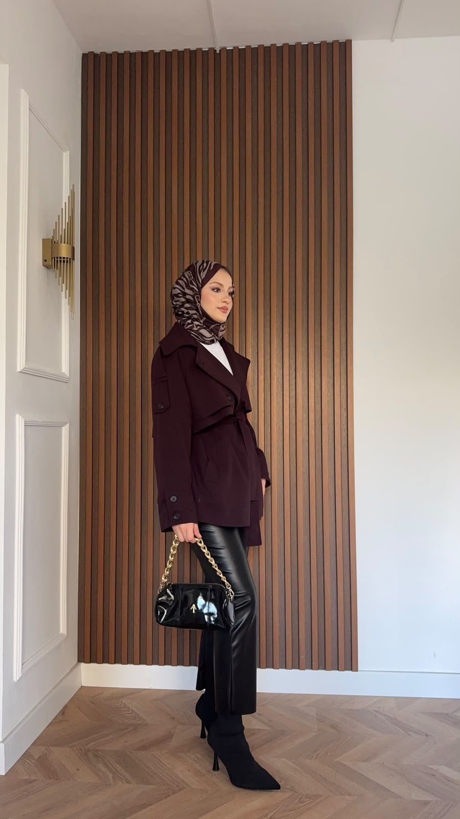 MEYSADESIGN TRENCKOT Kısa Gadget Oversize Trençkot Burgonya