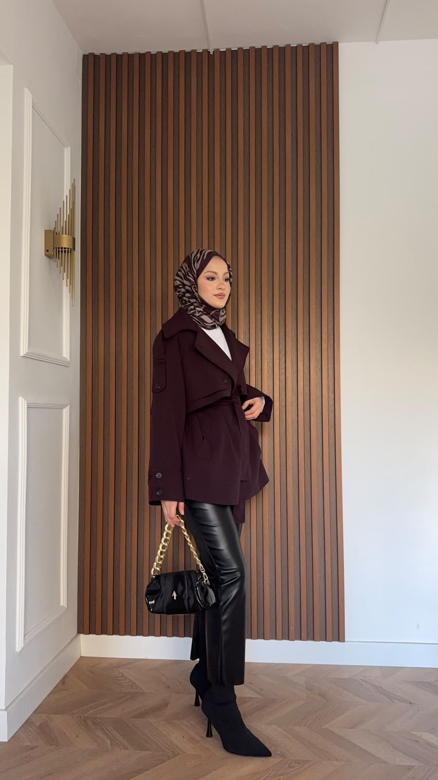 MEYSADESIGN TRENCKOT Kısa Gadget Oversize Trençkot Burgonya
