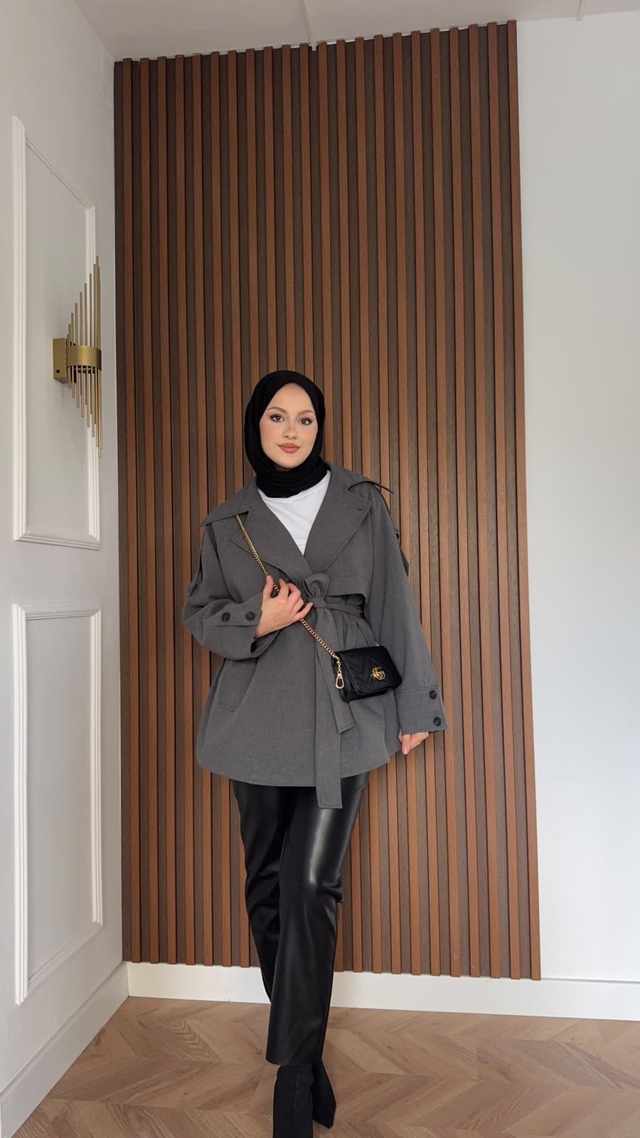 MEYSADESIGN TRENCKOT Kısa Gadget Oversize Trençkot Antrasit