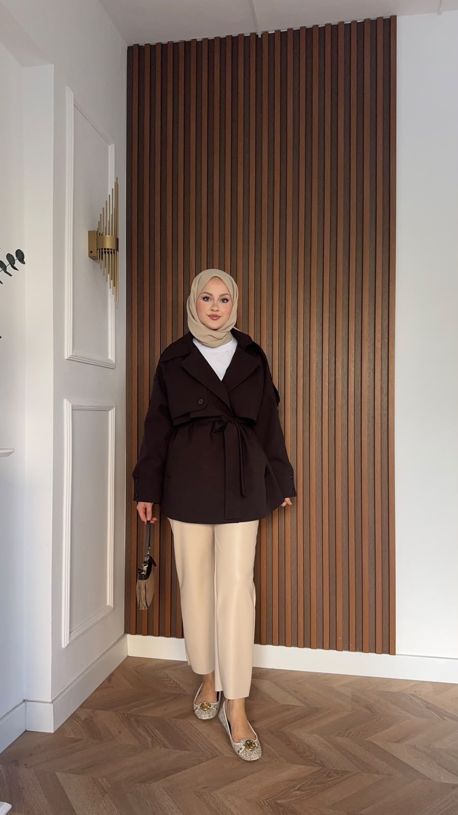 MEYSADESIGN TRENCKOT Kısa Gadget Oversize Trençkot Acı Kahve
